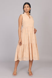 Wander Edit - Beige Hakoba Sleeveless Layered Dress