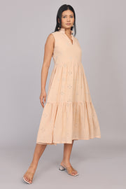 Wander Edit - Beige Hakoba Sleeveless Layered Dress