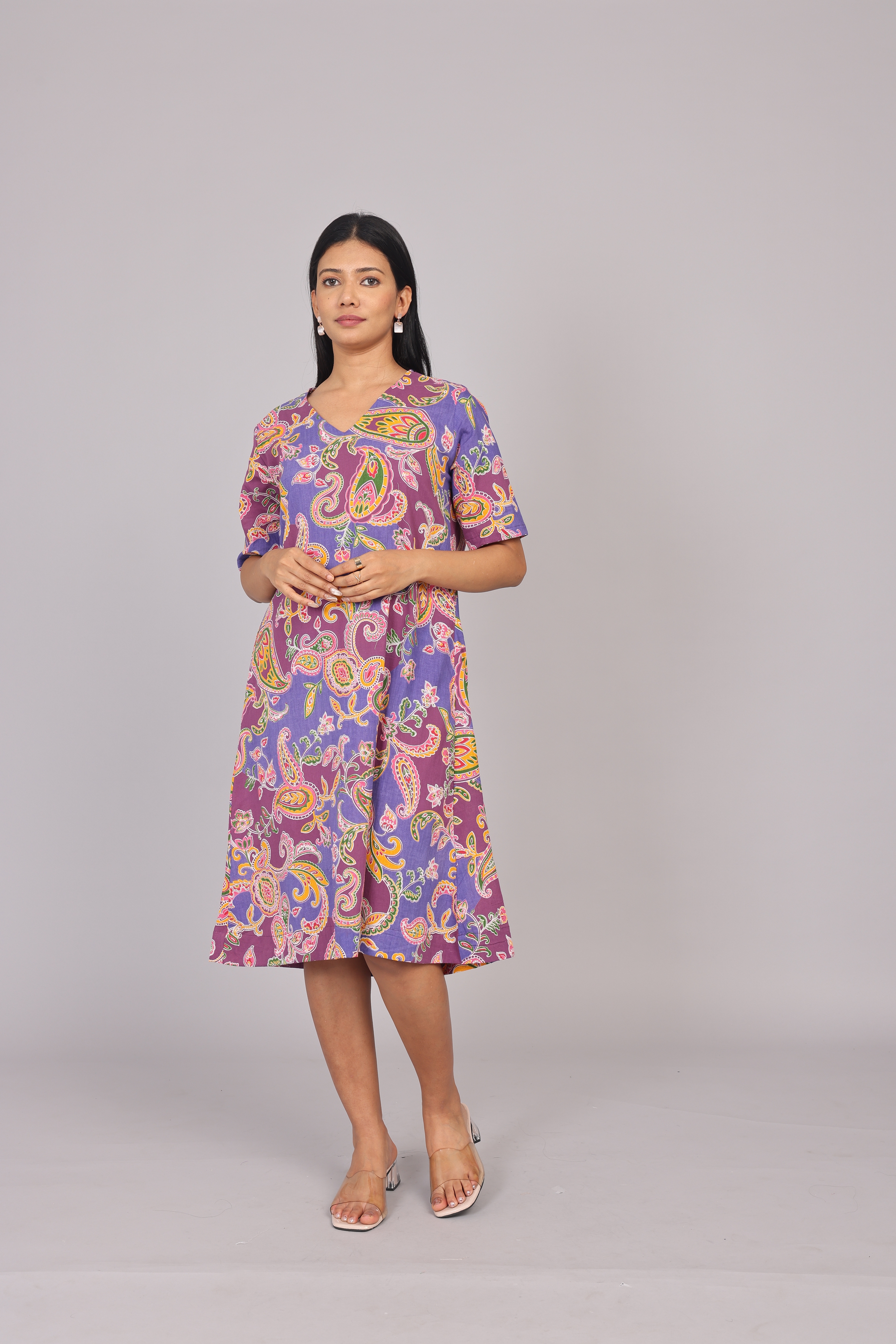Wander Edit - Lilac Paisley Skies Comfy Dress