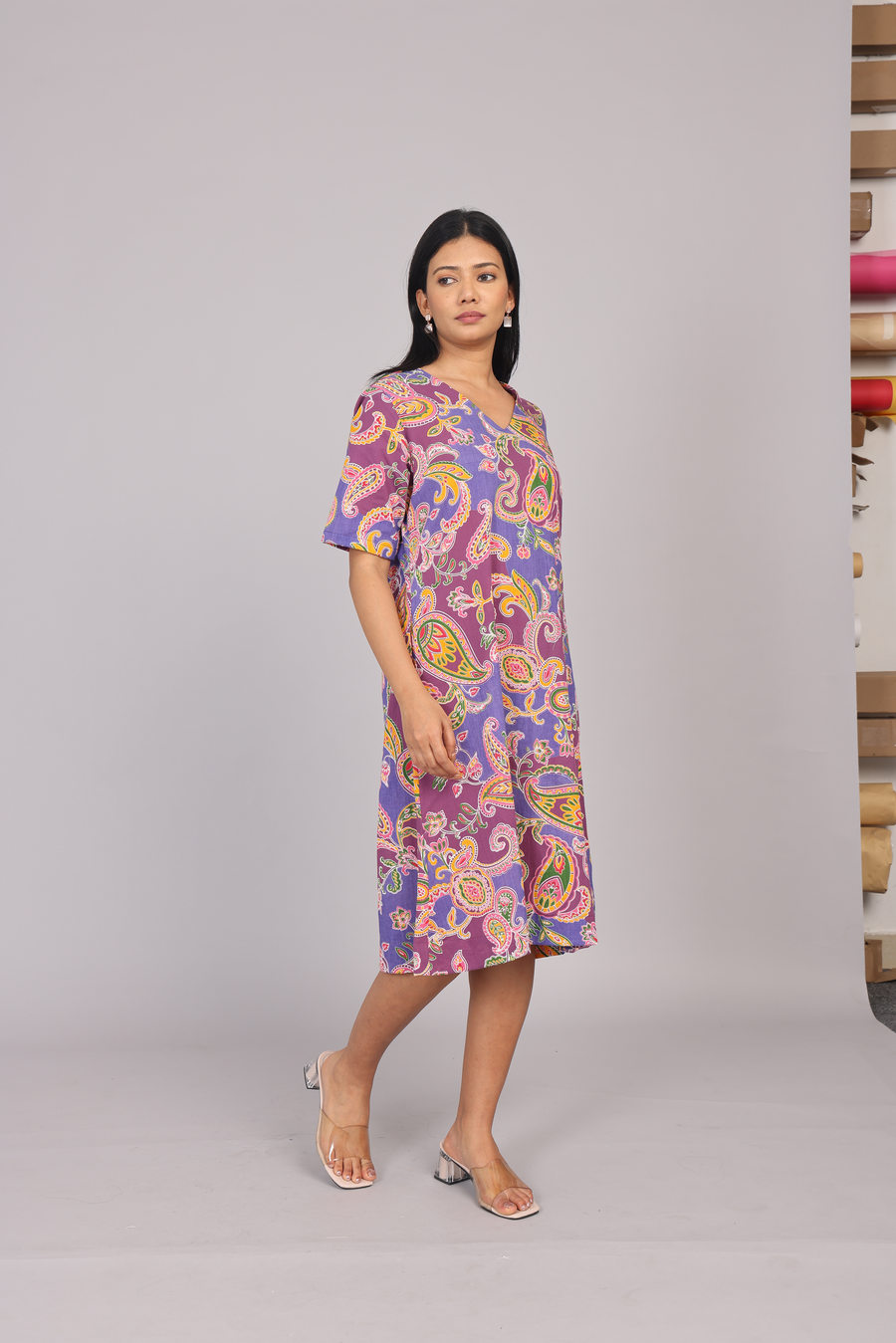 Wander Edit - Lilac Paisley Skies Comfy Dress