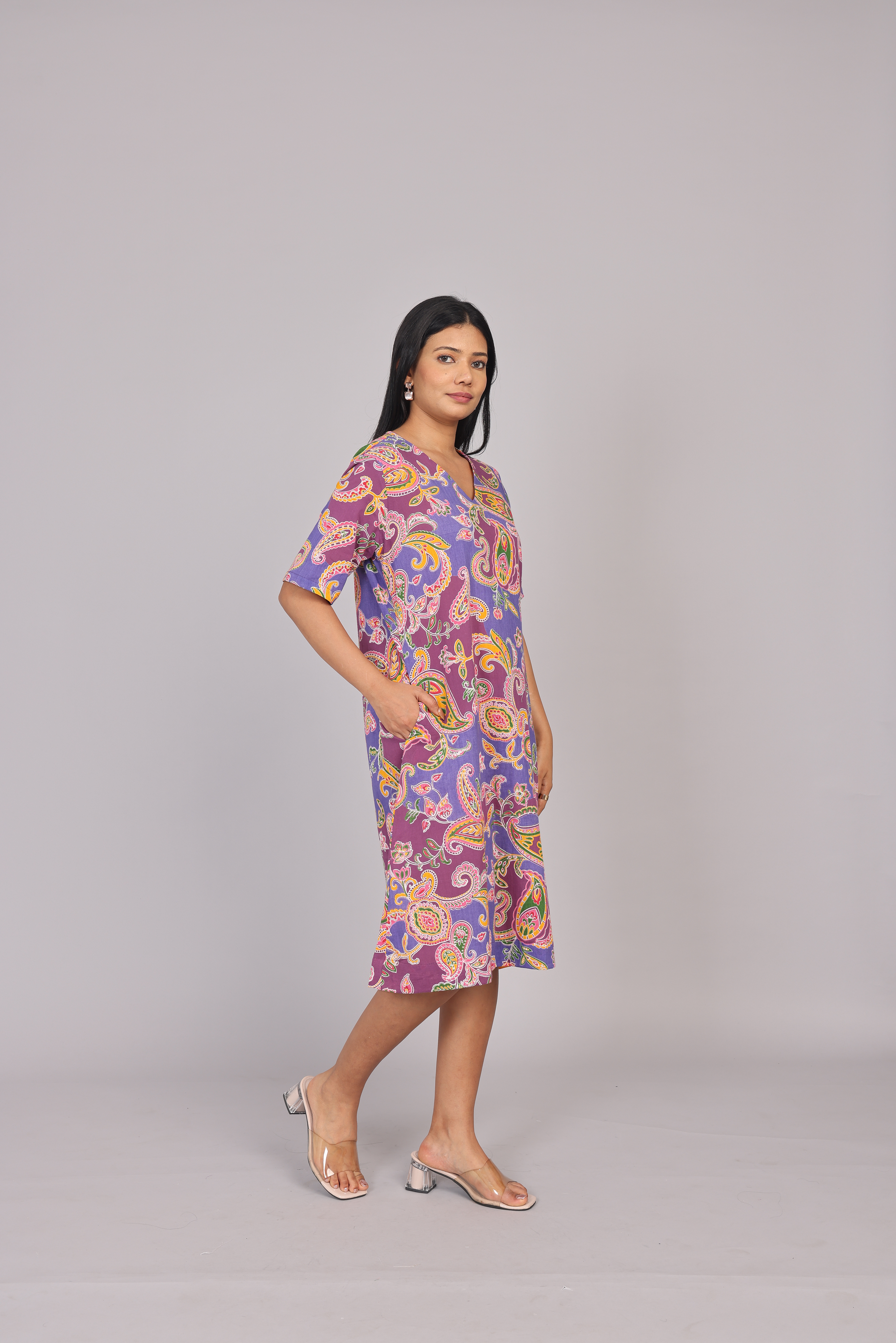 Wander Edit - Lilac Paisley Skies Comfy Dress