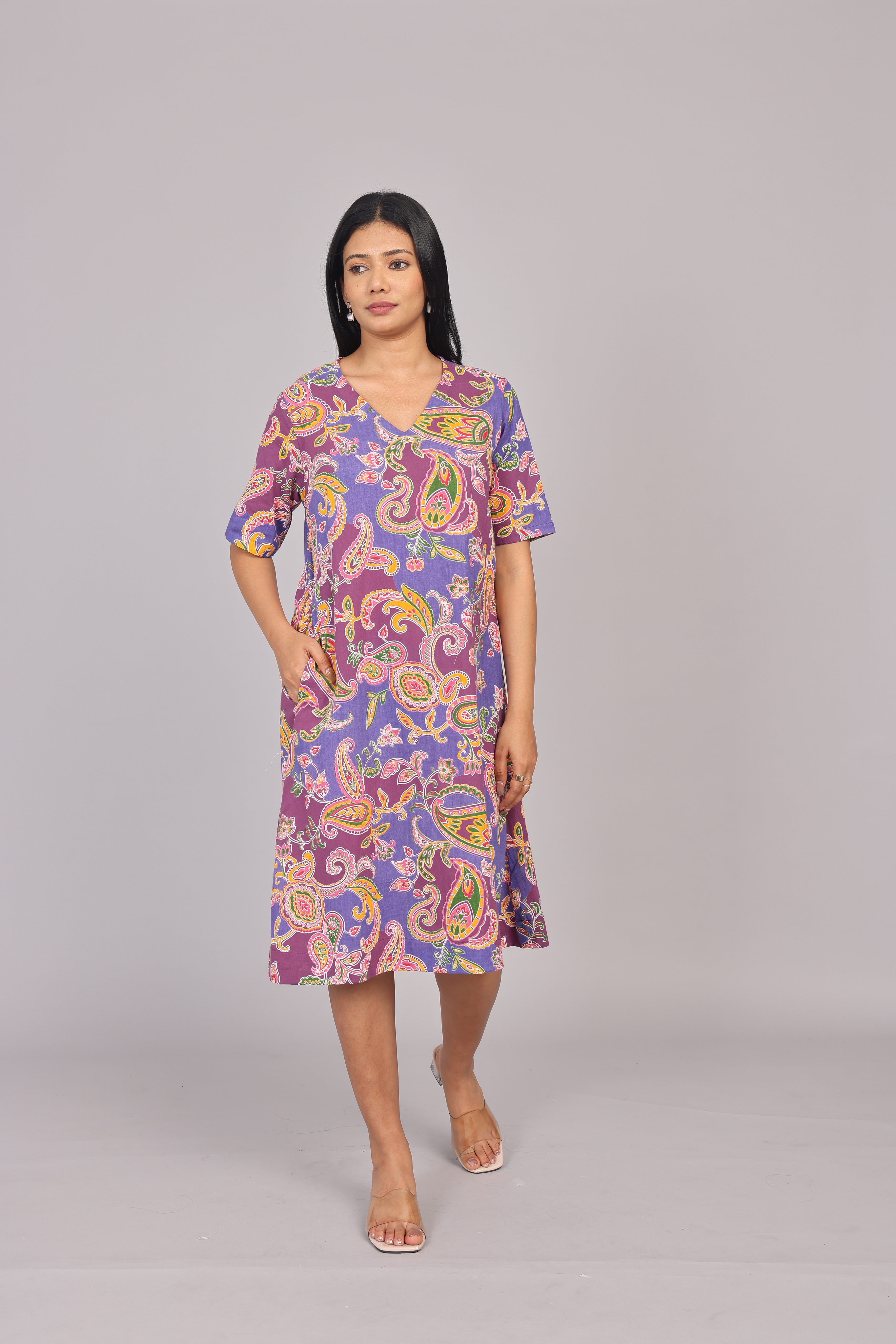 Wander Edit - Lilac Paisley Skies Comfy Dress