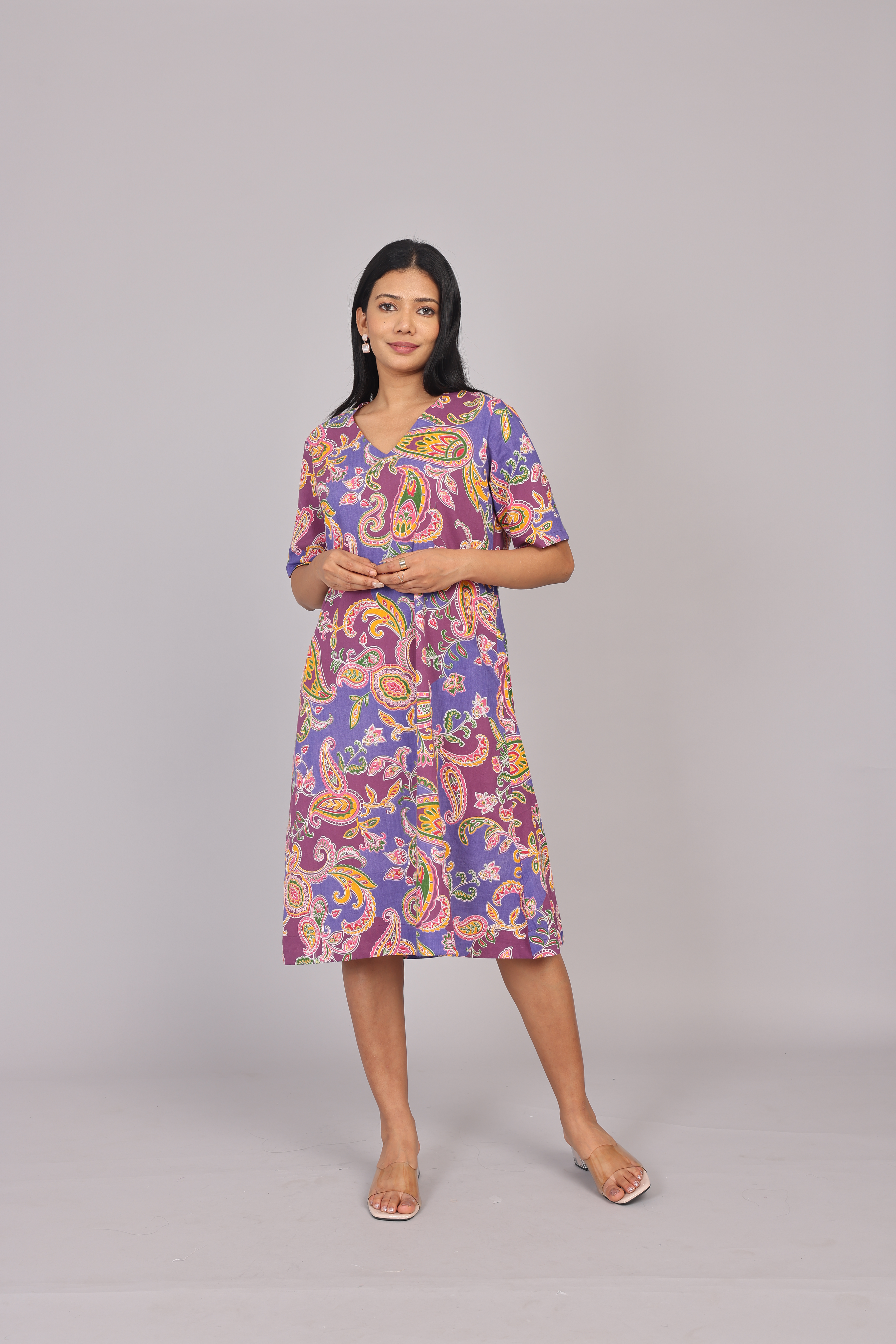 Wander Edit - Lilac Paisley Skies Comfy Dress