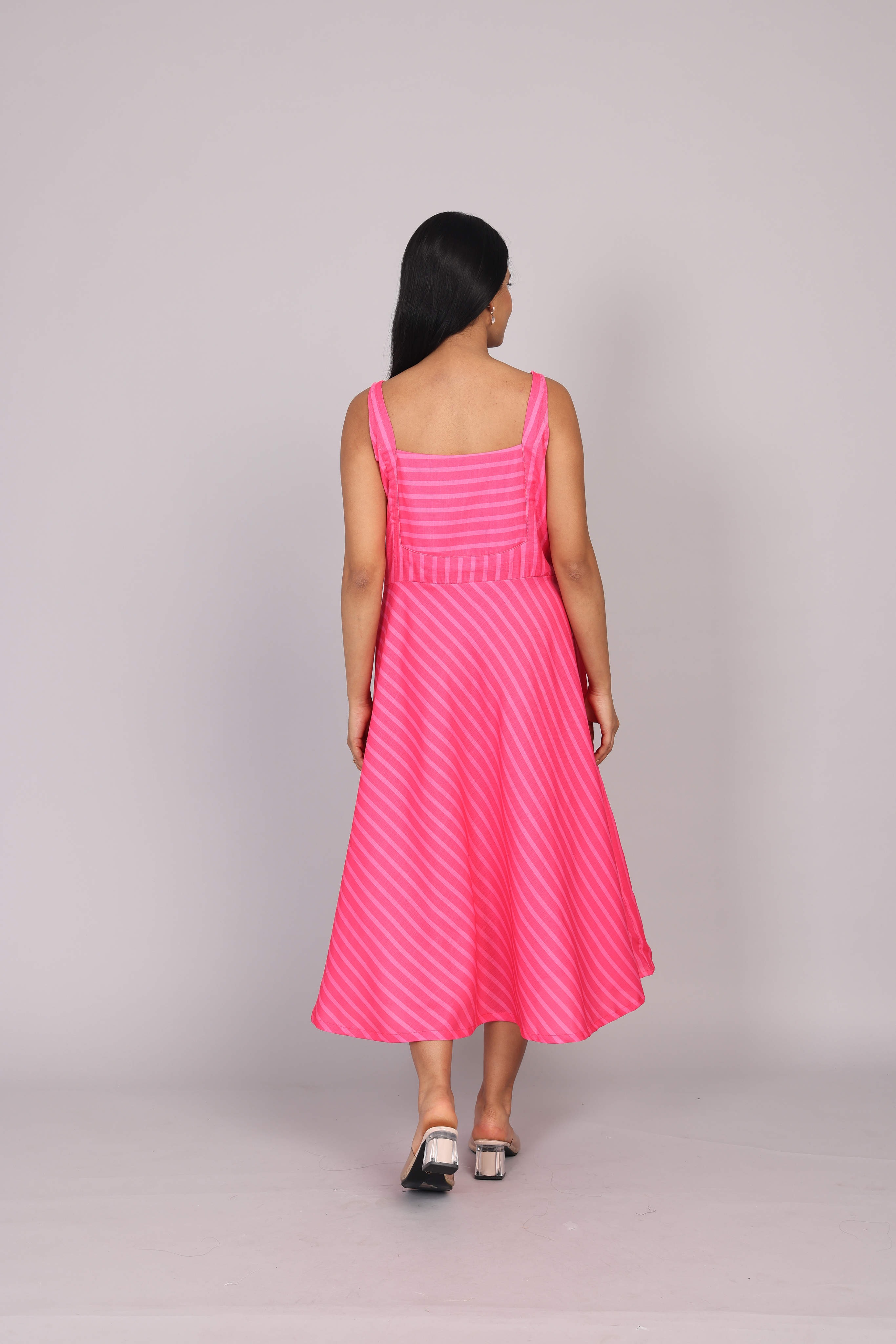 Wander Edit - Blush Lines Fitted Bodice Dress