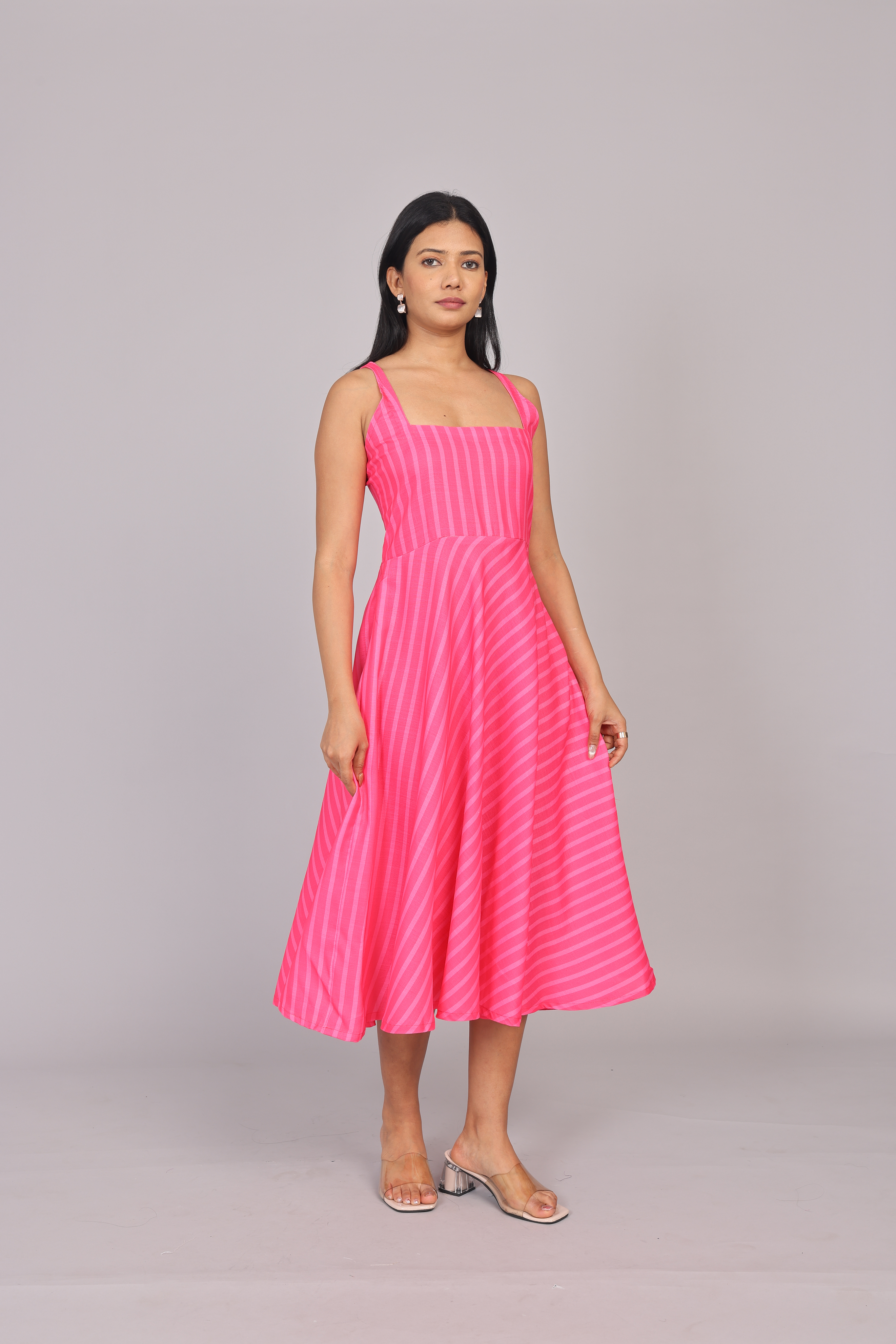 Wander Edit - Blush Lines Fitted Bodice Dress