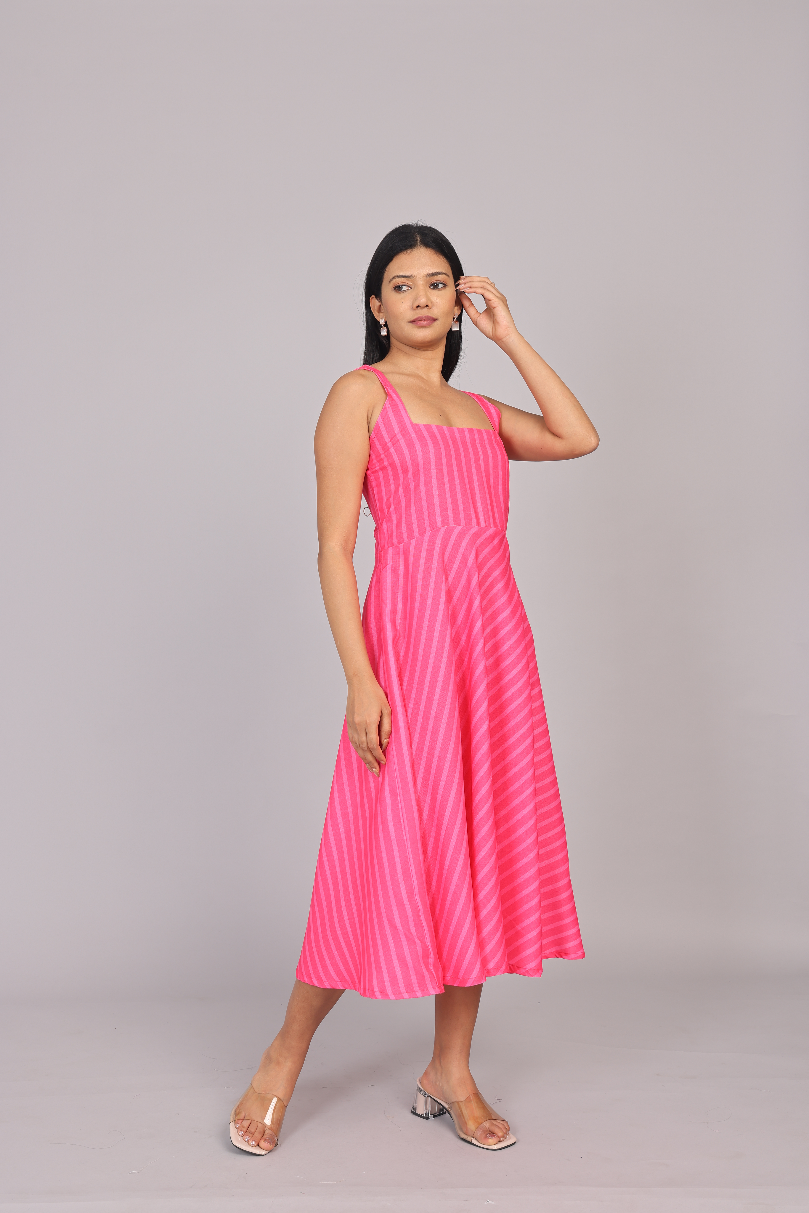 Wander Edit - Blush Lines Fitted Bodice Dress