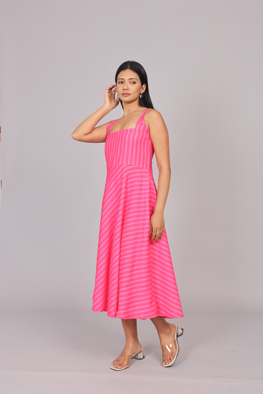 Wander Edit - Blush Lines Fitted Bodice Dress