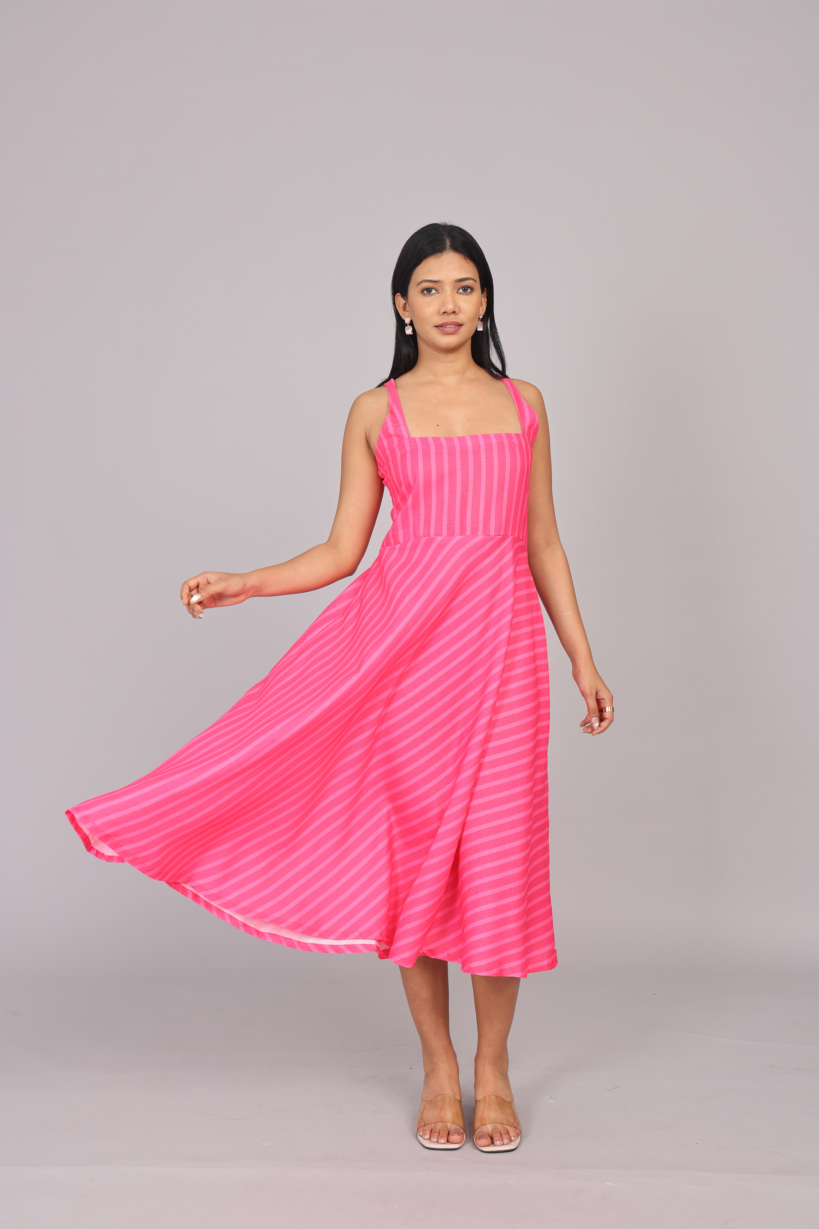 Wander Edit - Blush Lines Fitted Bodice Dress