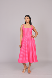 Wander Edit - Blush Lines Fitted Bodice Dress