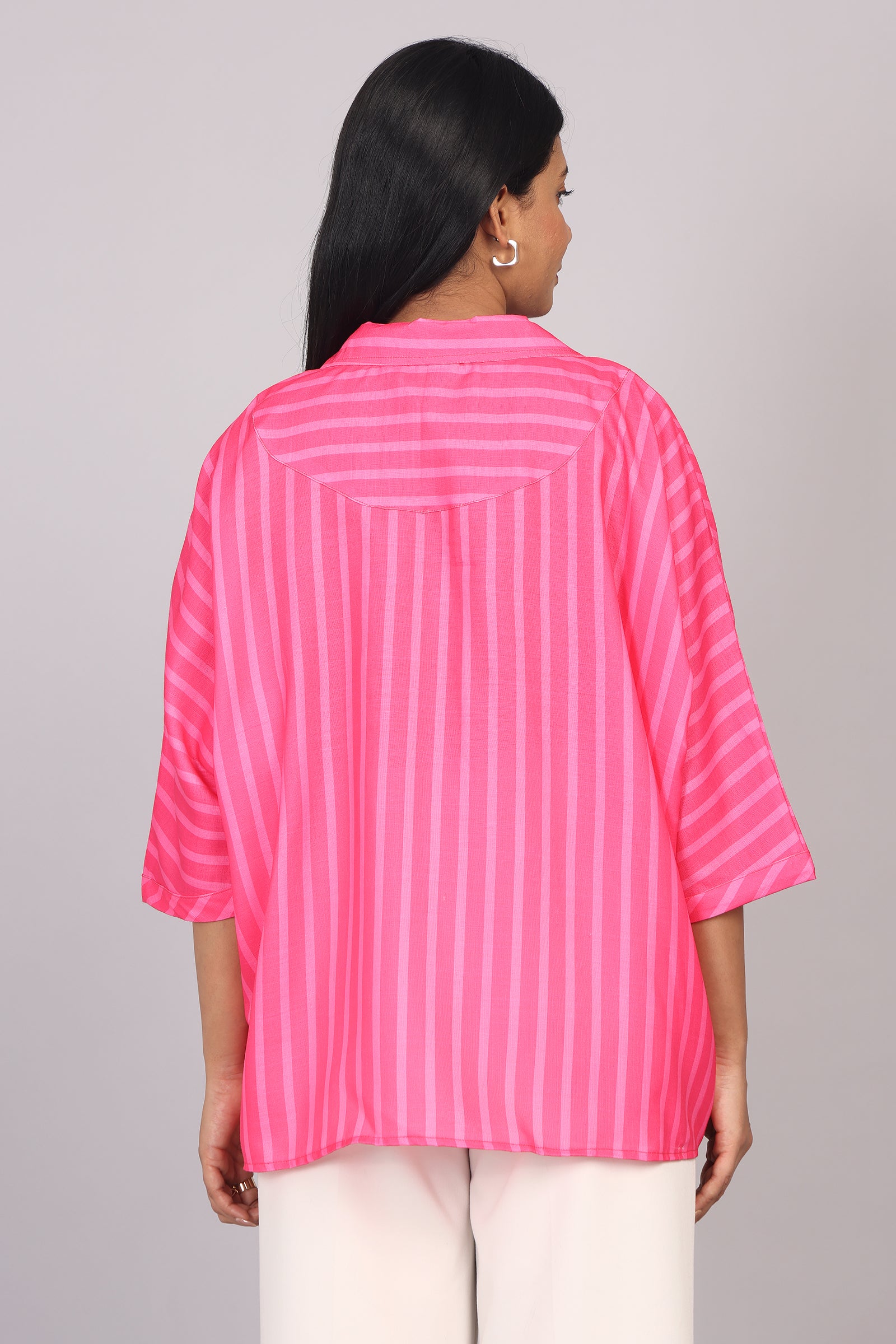 Wander Edit - Pink Striped Story Boxy  Shirt