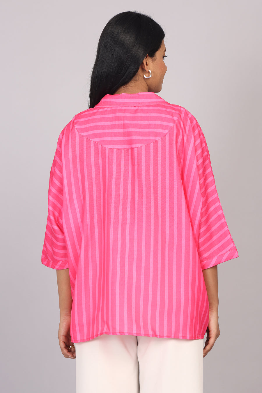 Wander Edit - Pink Striped Story Boxy  Shirt