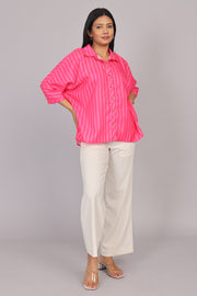 Wander Edit - Pink Striped Story Boxy  Shirt
