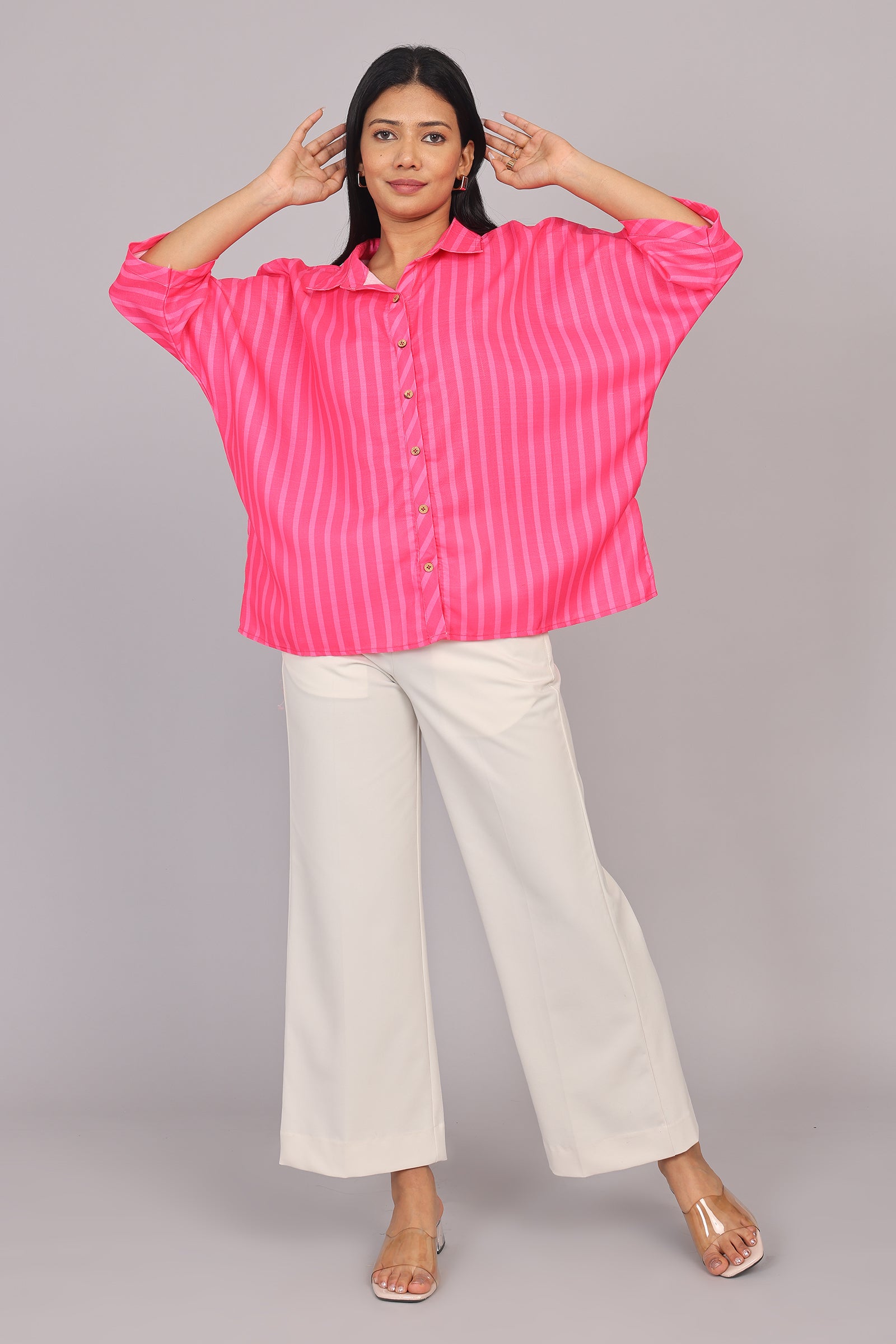 Wander Edit - Pink Striped Story Boxy  Shirt