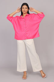 Wander Edit - Pink Striped Story Boxy  Shirt