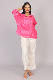 Wander Edit - Pink Striped Story Boxy  Shirt