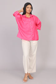 Wander Edit - Pink Striped Story Boxy  Shirt