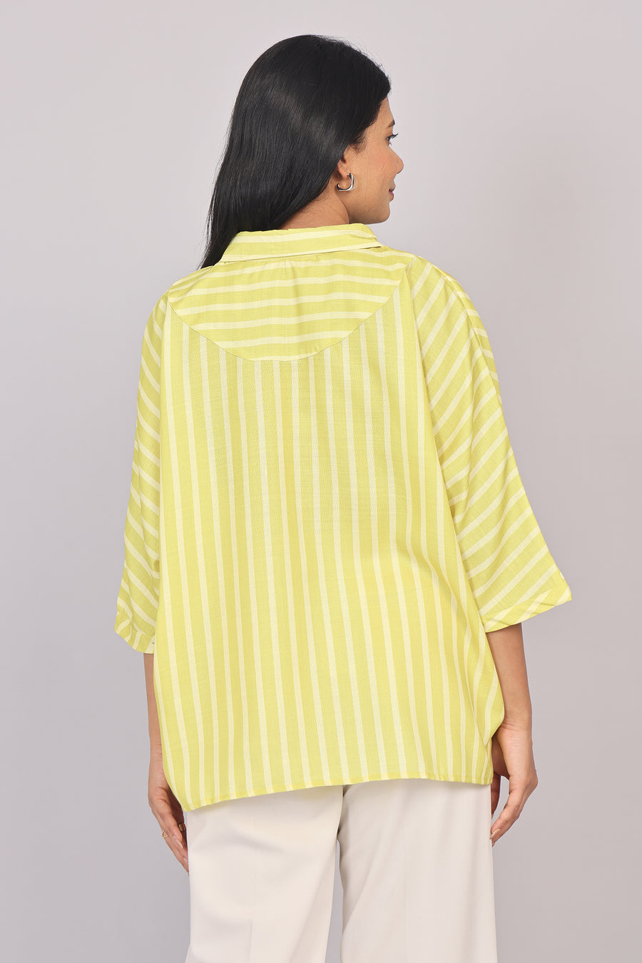 Wander Edit - Yellow Striped Story Boxy Shirt