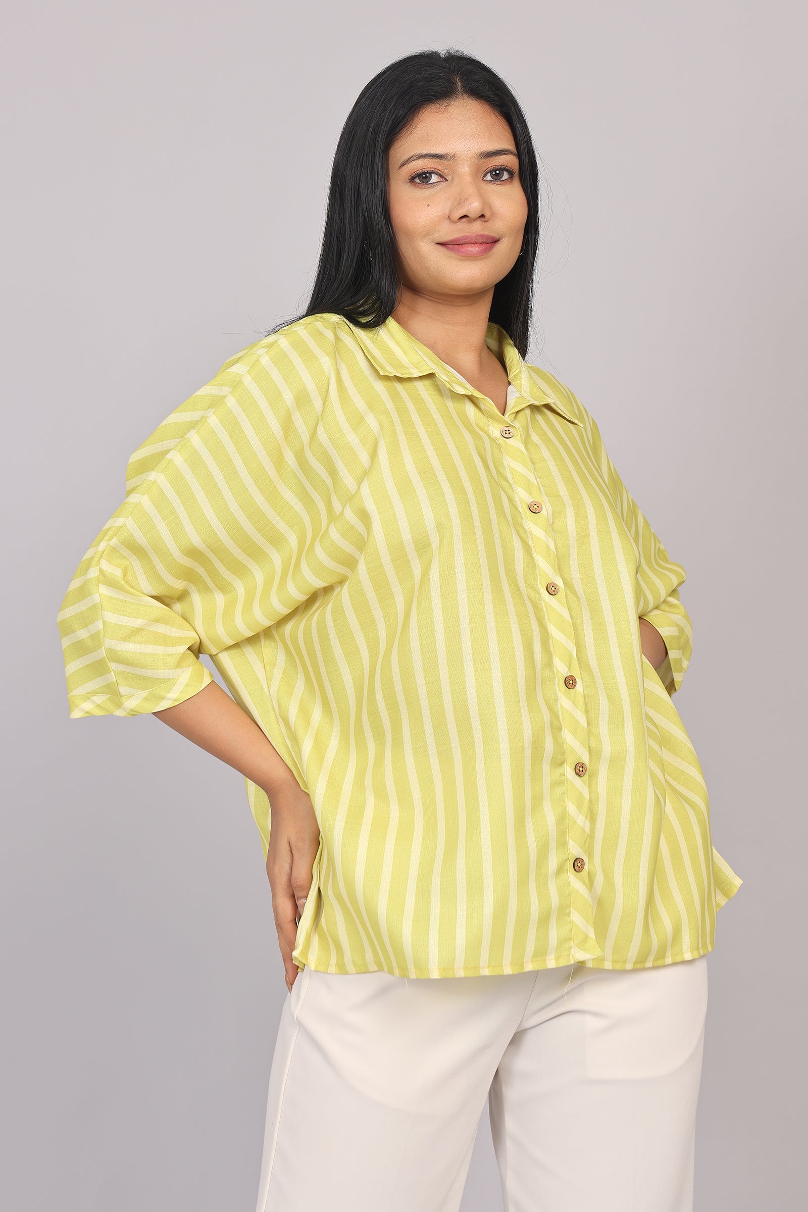 Wander Edit - Yellow Striped Story Boxy Shirt