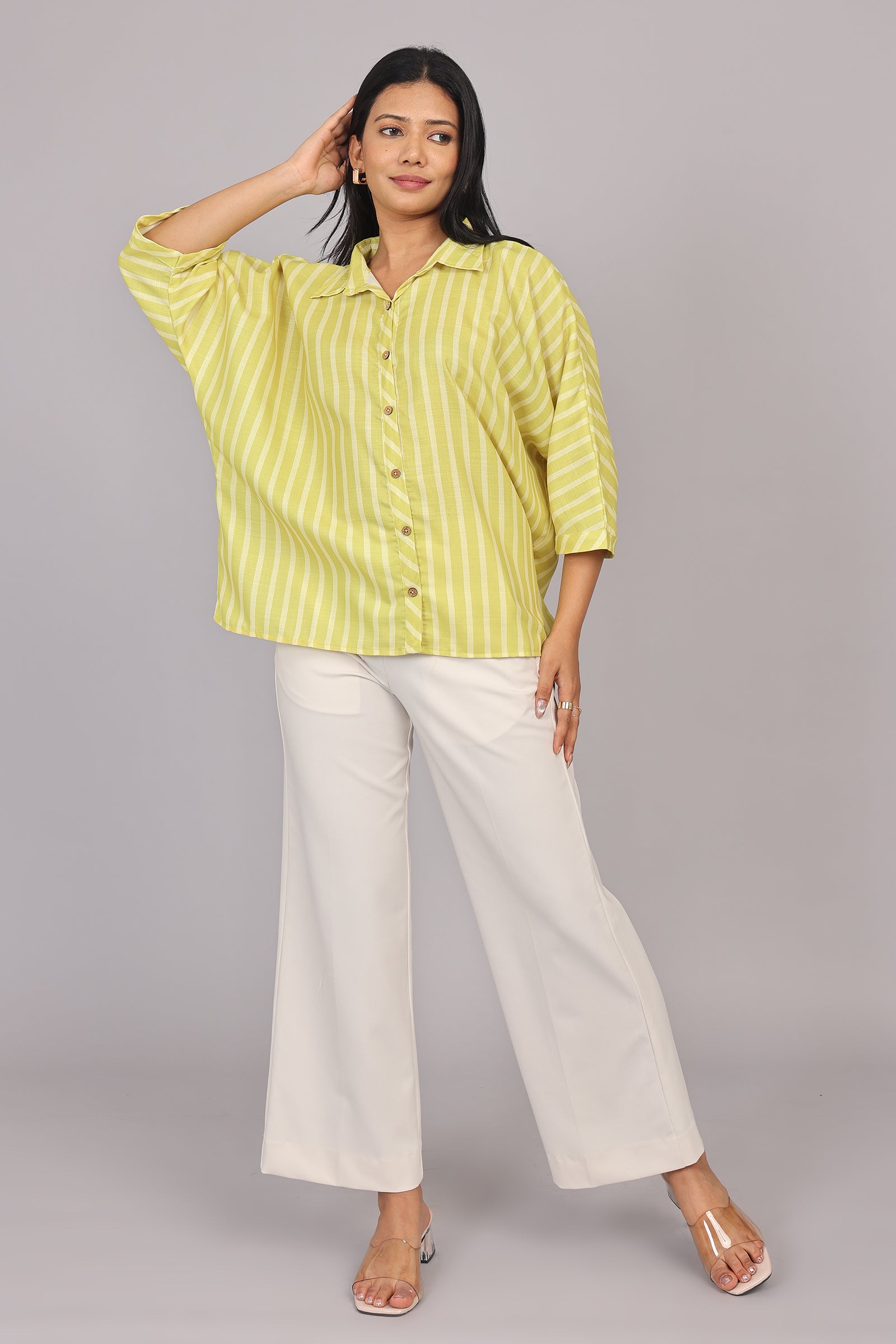 Wander Edit - Yellow Striped Story Boxy Shirt