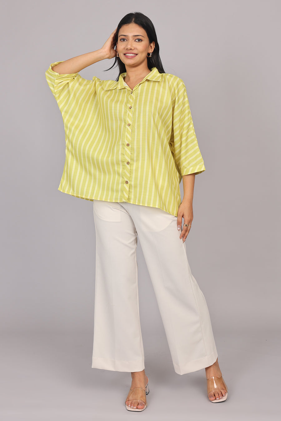 Wander Edit - Yellow Striped Story Boxy Shirt