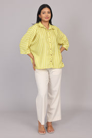 Wander Edit - Yellow Striped Story Boxy Shirt