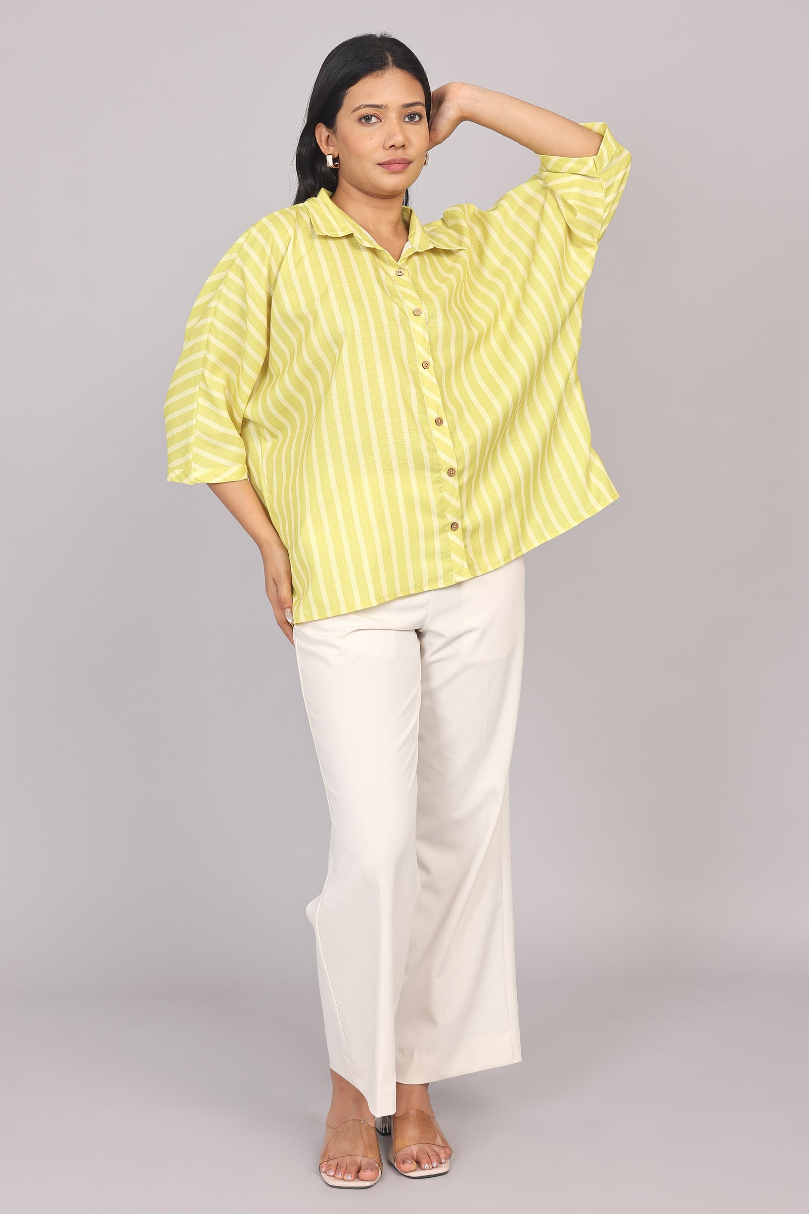 Wander Edit - Yellow Striped Story Boxy Shirt