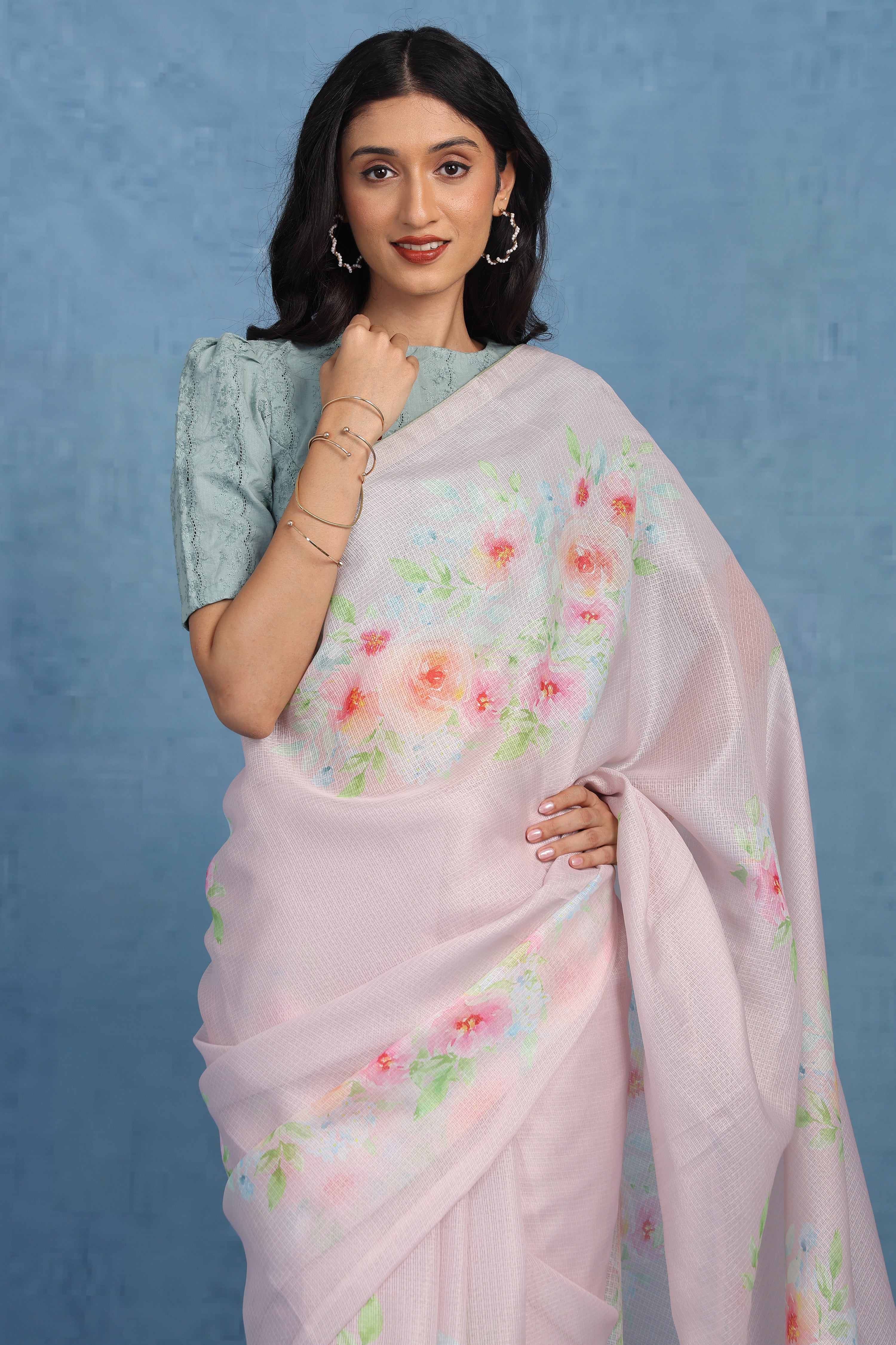Sage By The Sea  Pale Pink Kota Saree