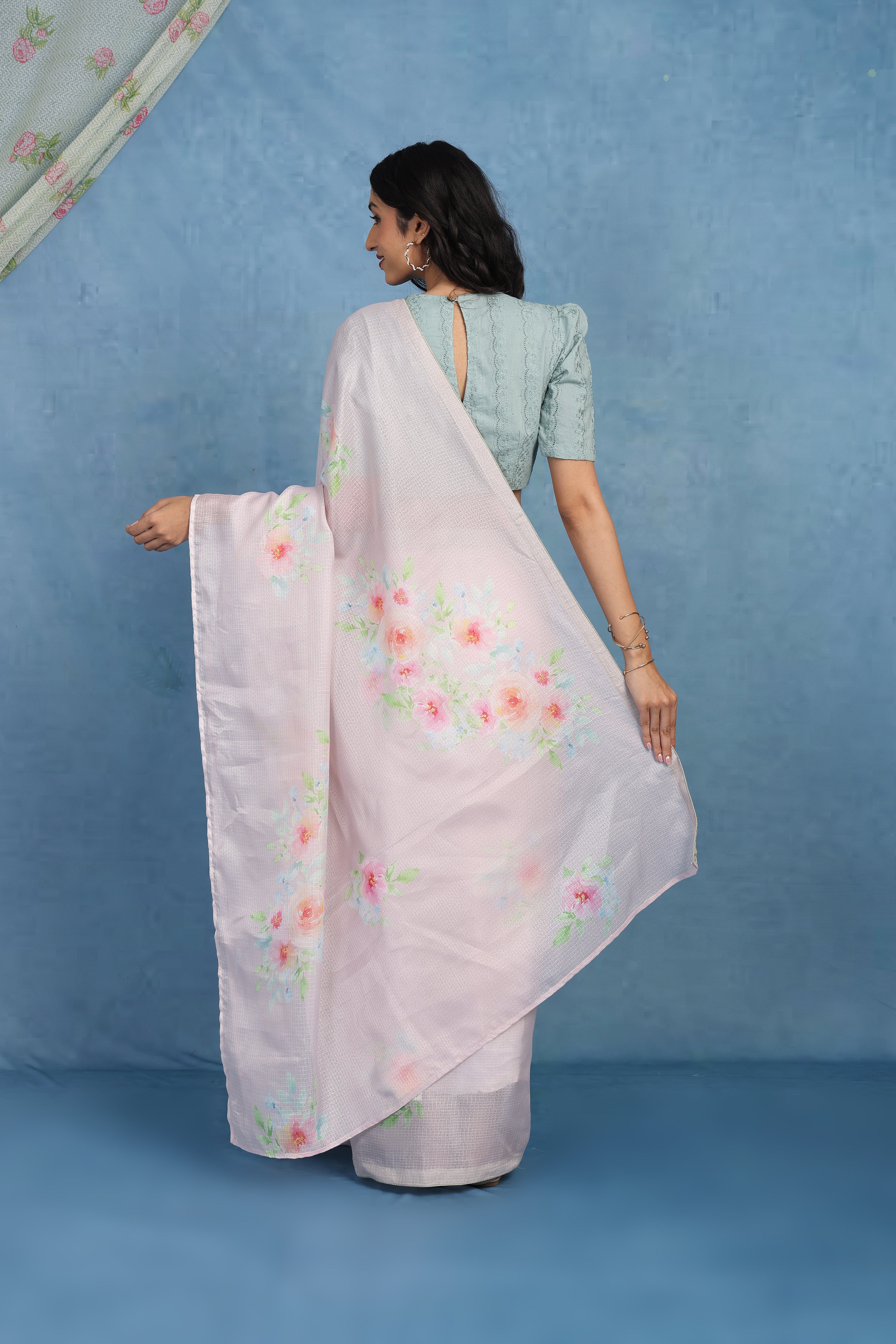 Sage By The Sea  Pale Pink Kota Saree