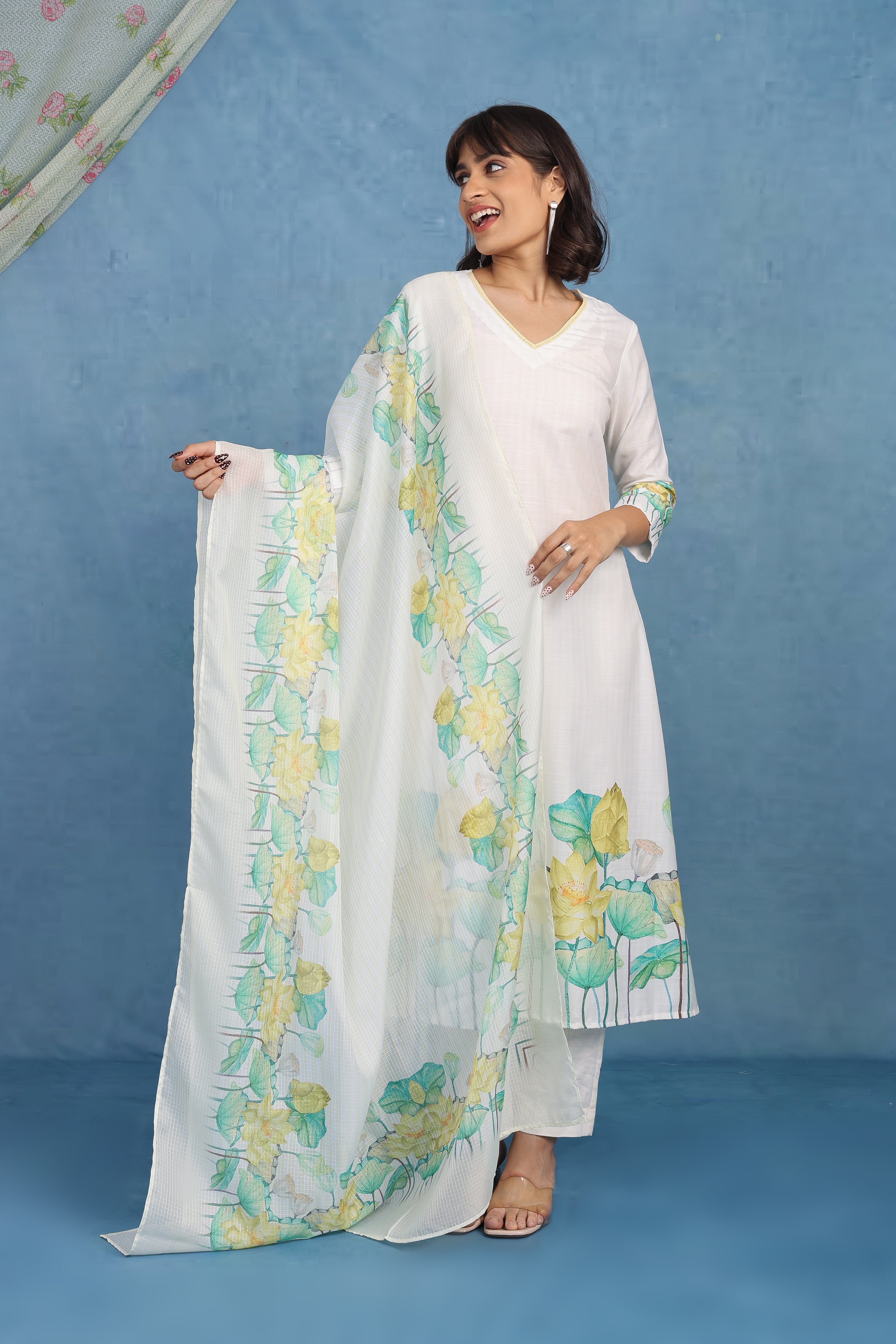 Petals Of Lotus – Butter Yellow Kurta - Top And Bottom
