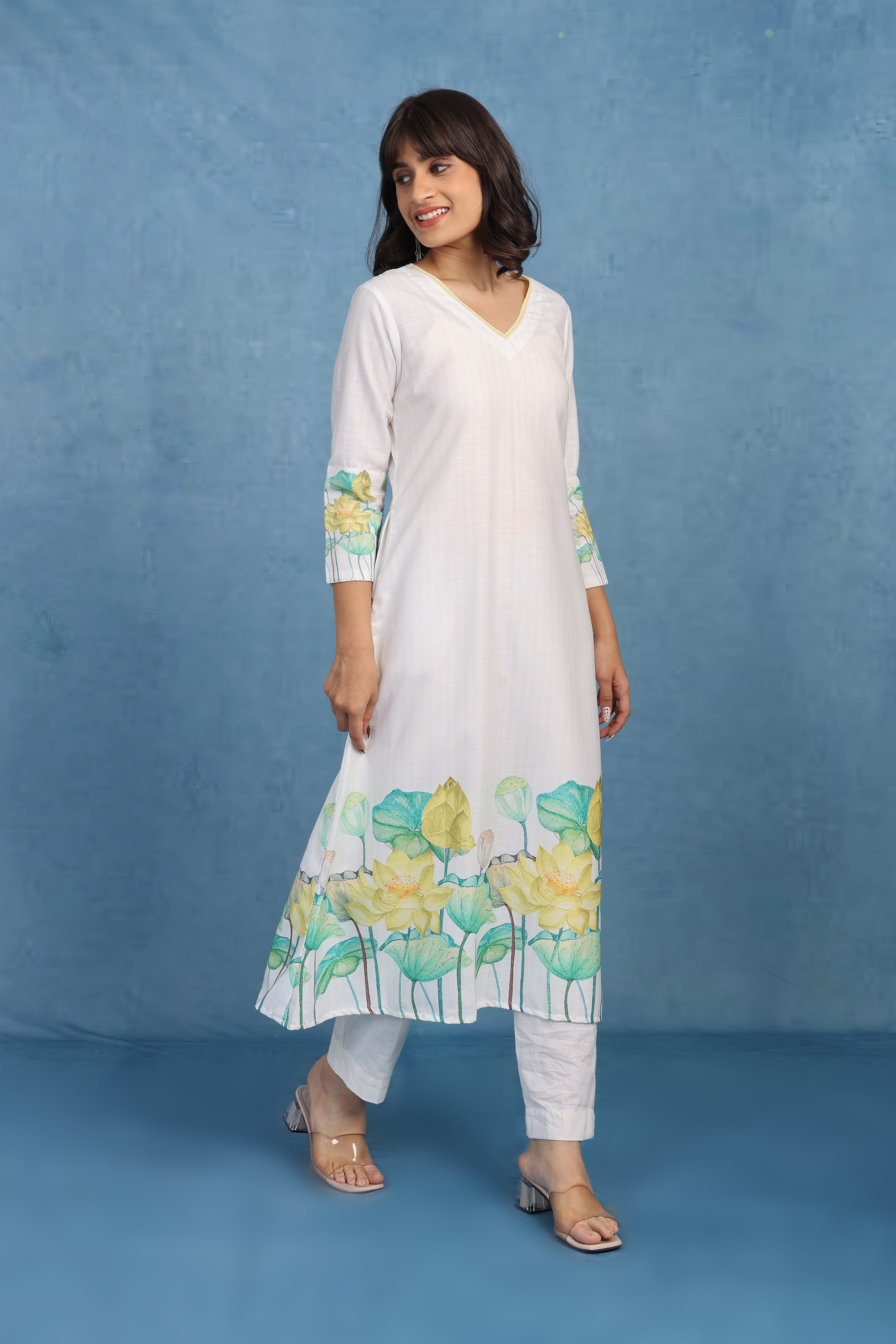 Petals Of Lotus – Butter Yellow Kurta - Only Top
