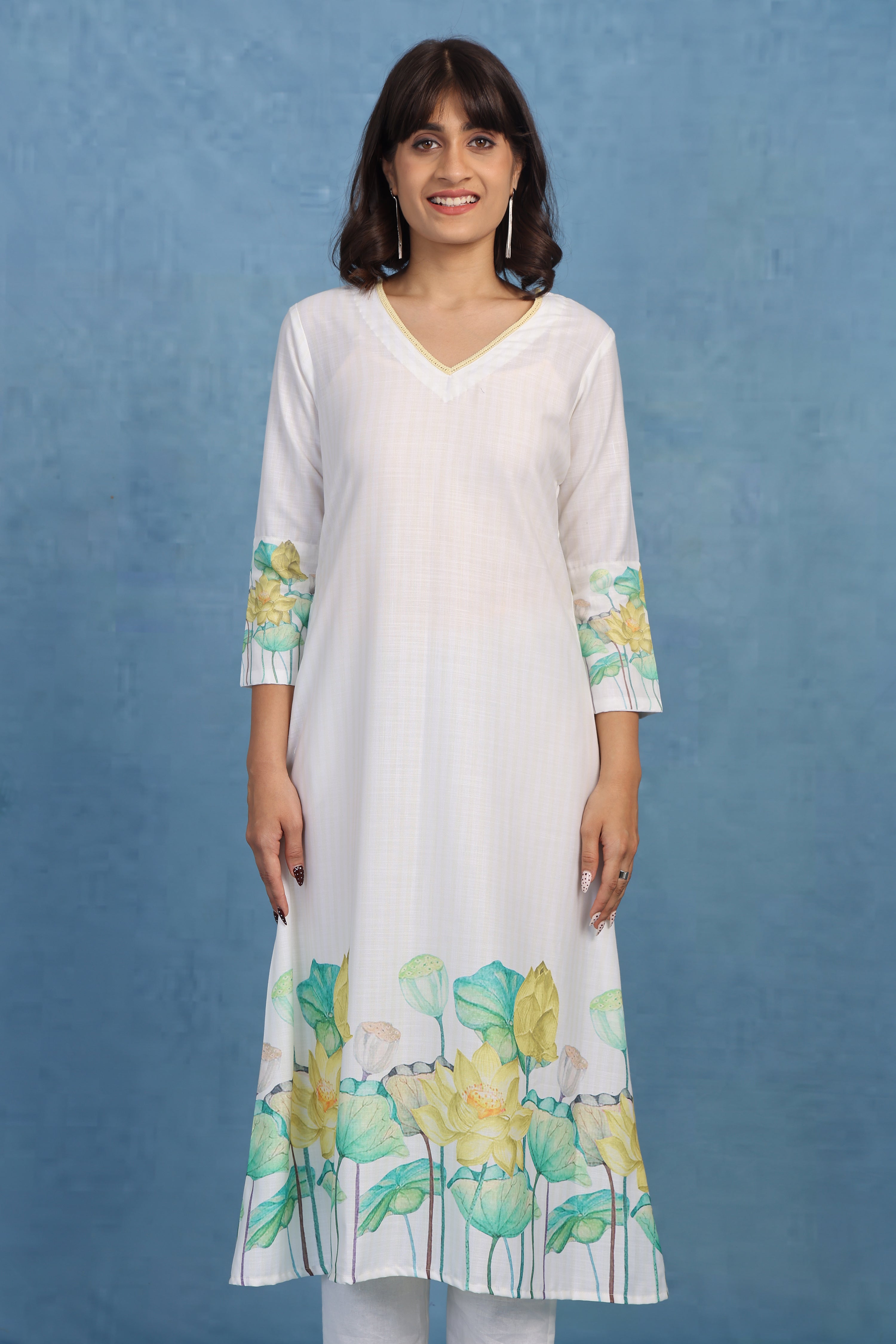 Petals Of Lotus – Butter Yellow Kurta - Only Top