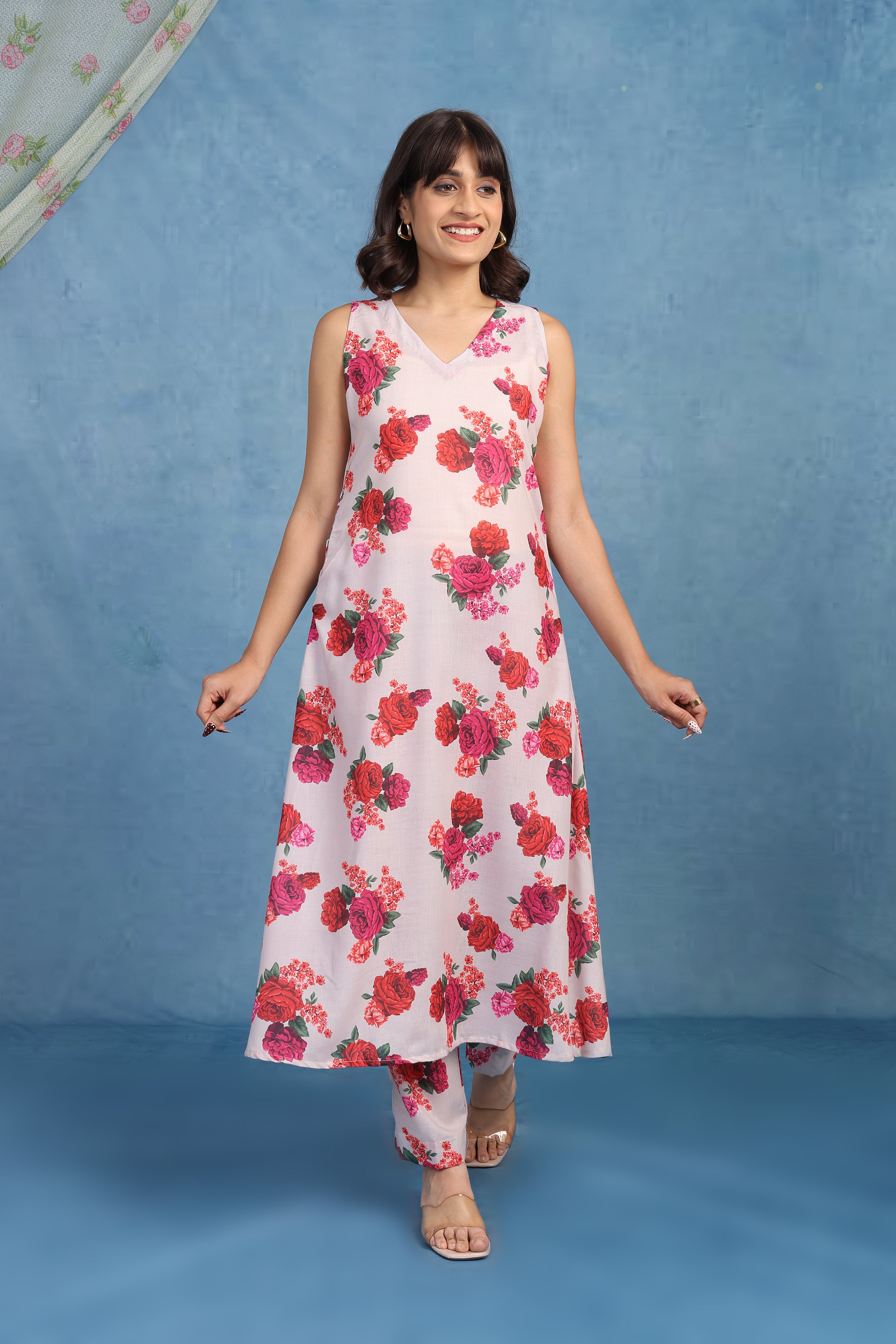 English Rose – Stormy Garden Co-ord Set - Top And Bottom