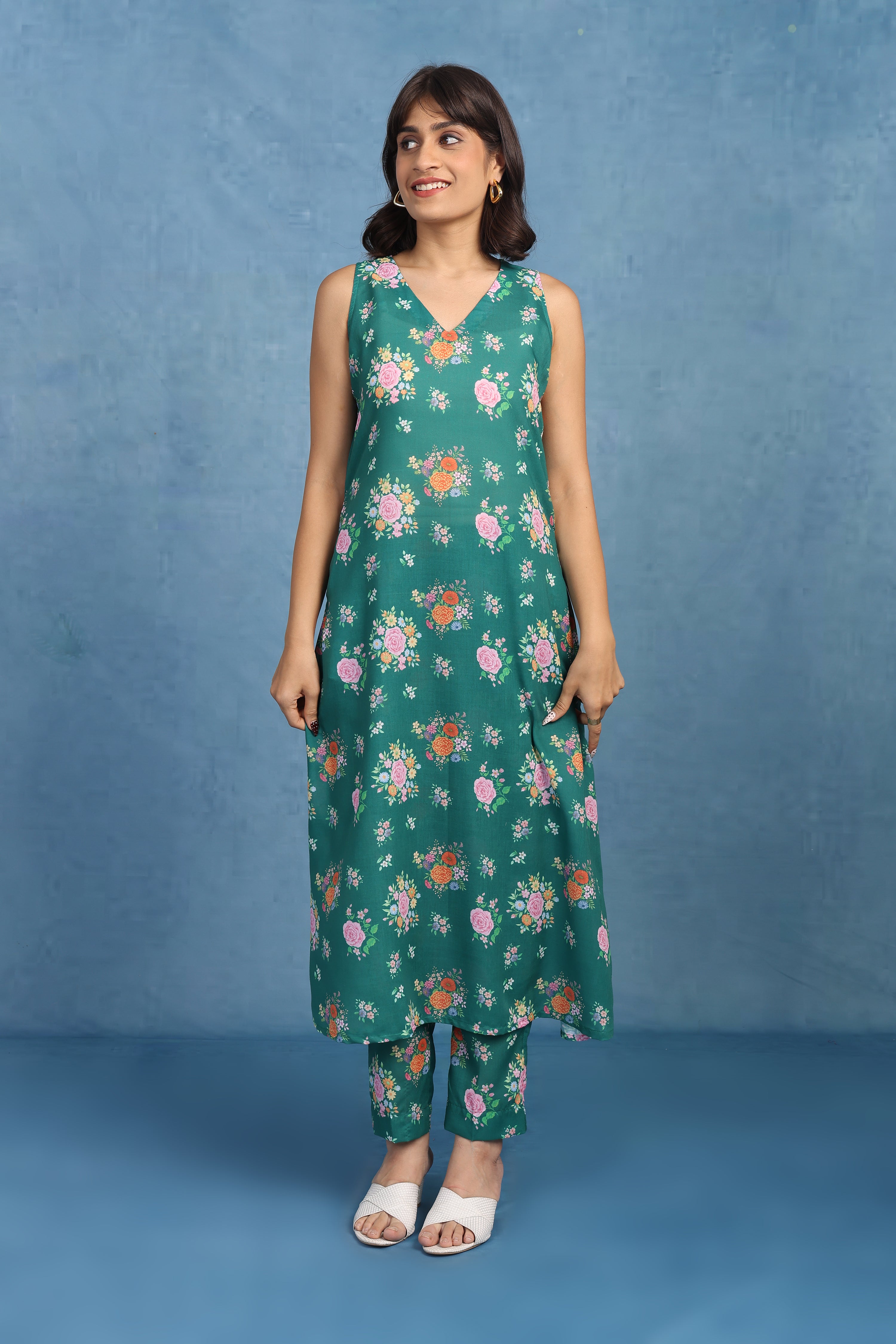 English Rose Garden – Willow Green Co-ord Set - Top And Bottom