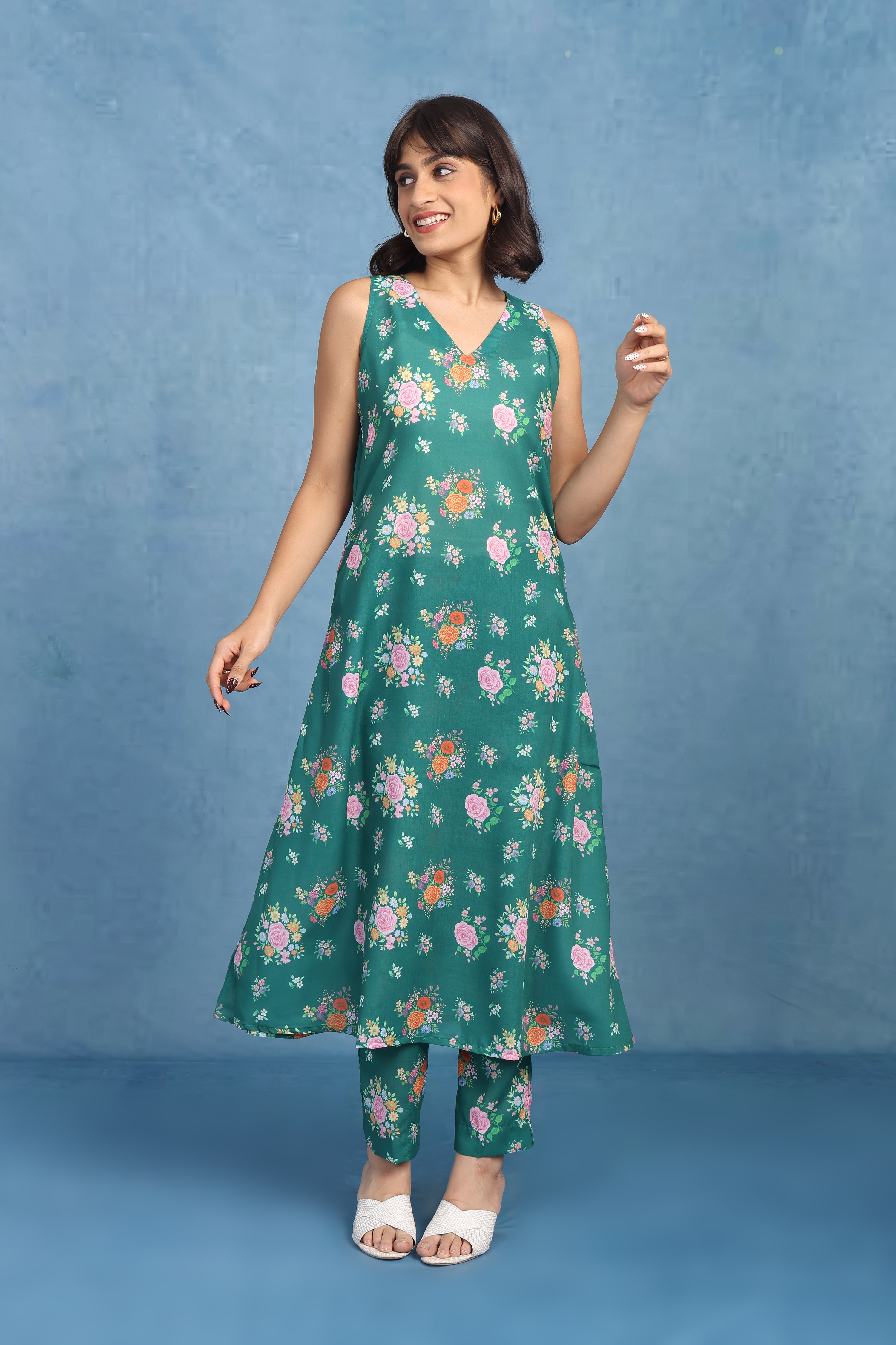 English Rose Garden – Willow Green Co-ord Set - Top And Bottom