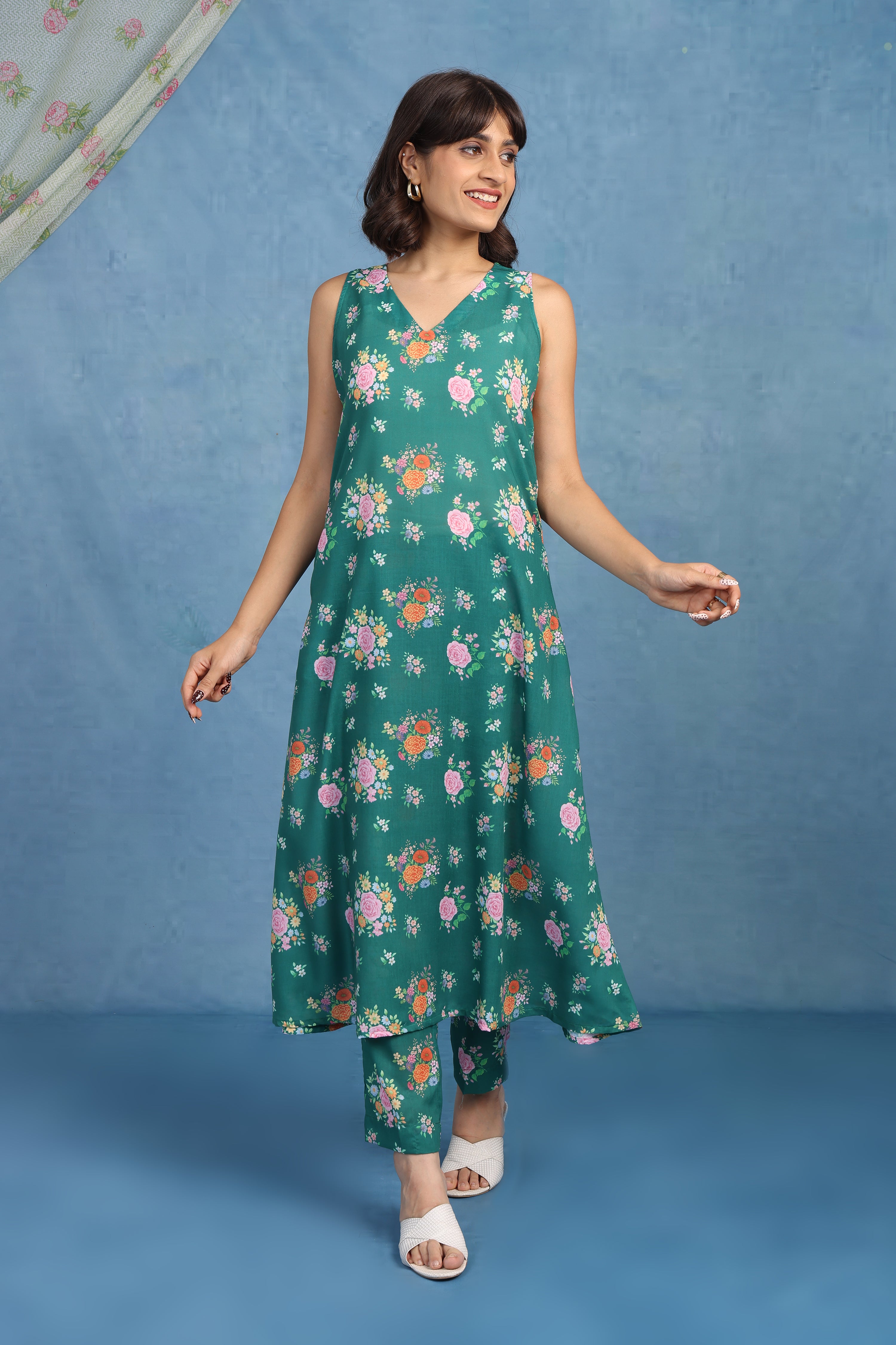 English Rose Garden – Willow Green Co-ord Set - Top And Bottom