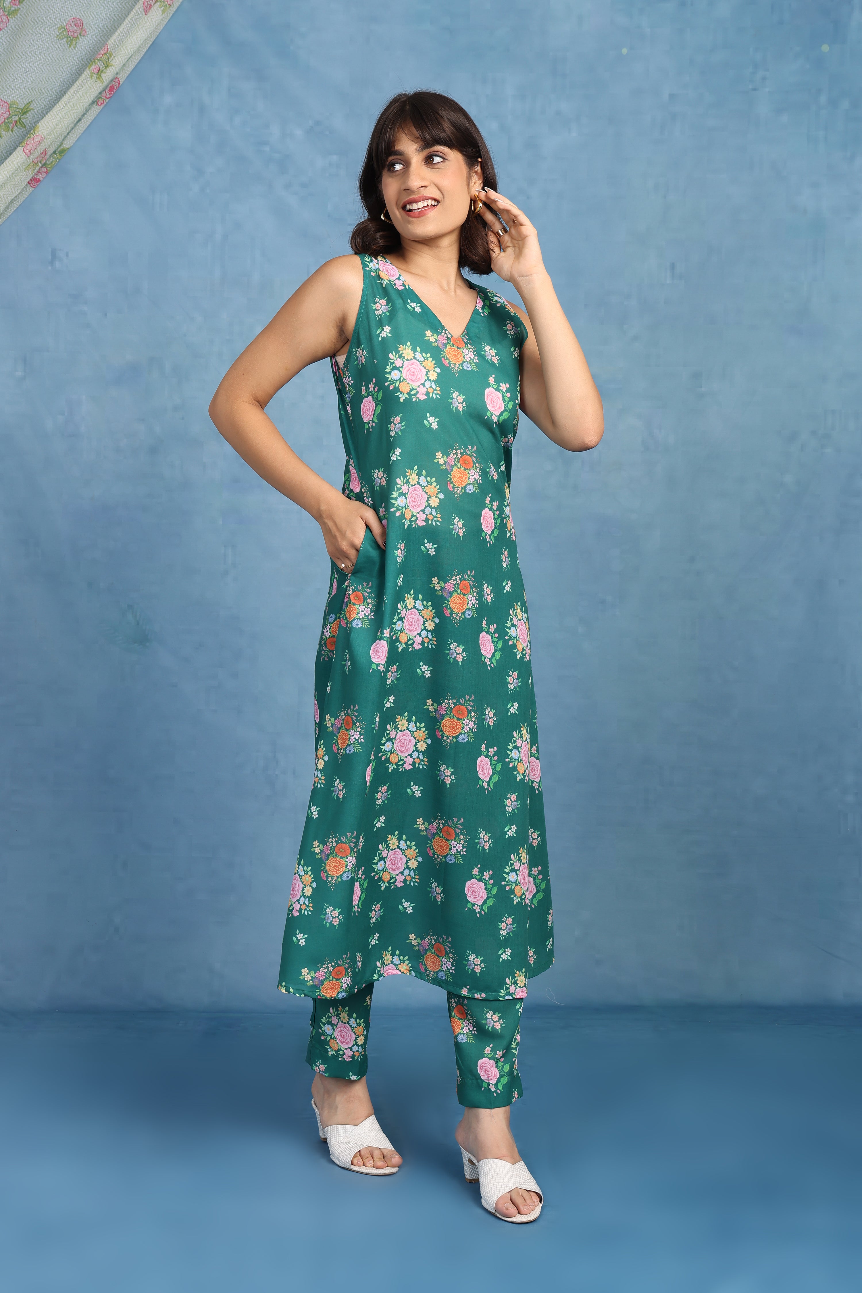English Rose Garden – Willow Green Co-ord Set - Only Top