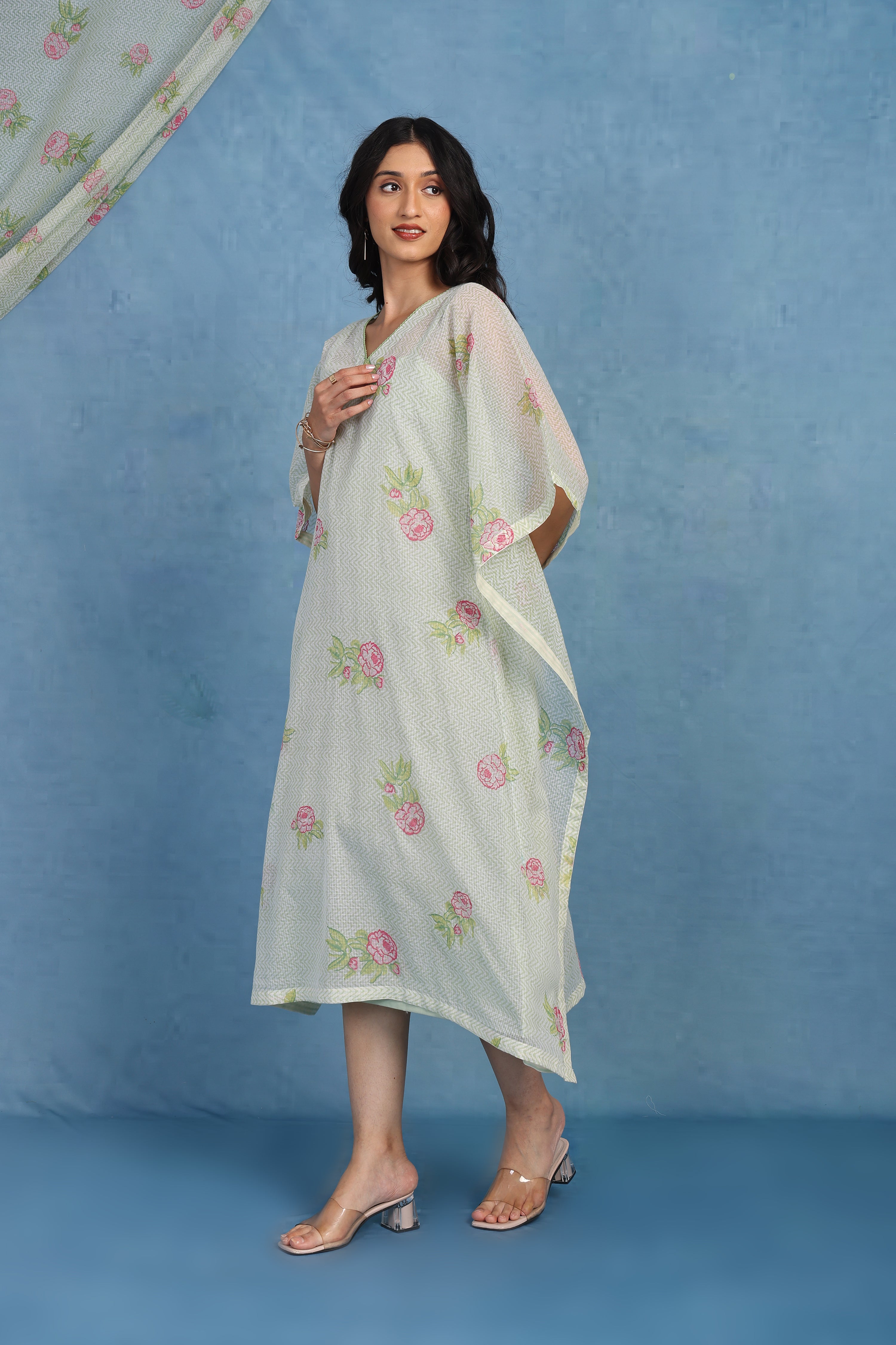 English Garden-moss Green Kaftan - Kaftan And Inner