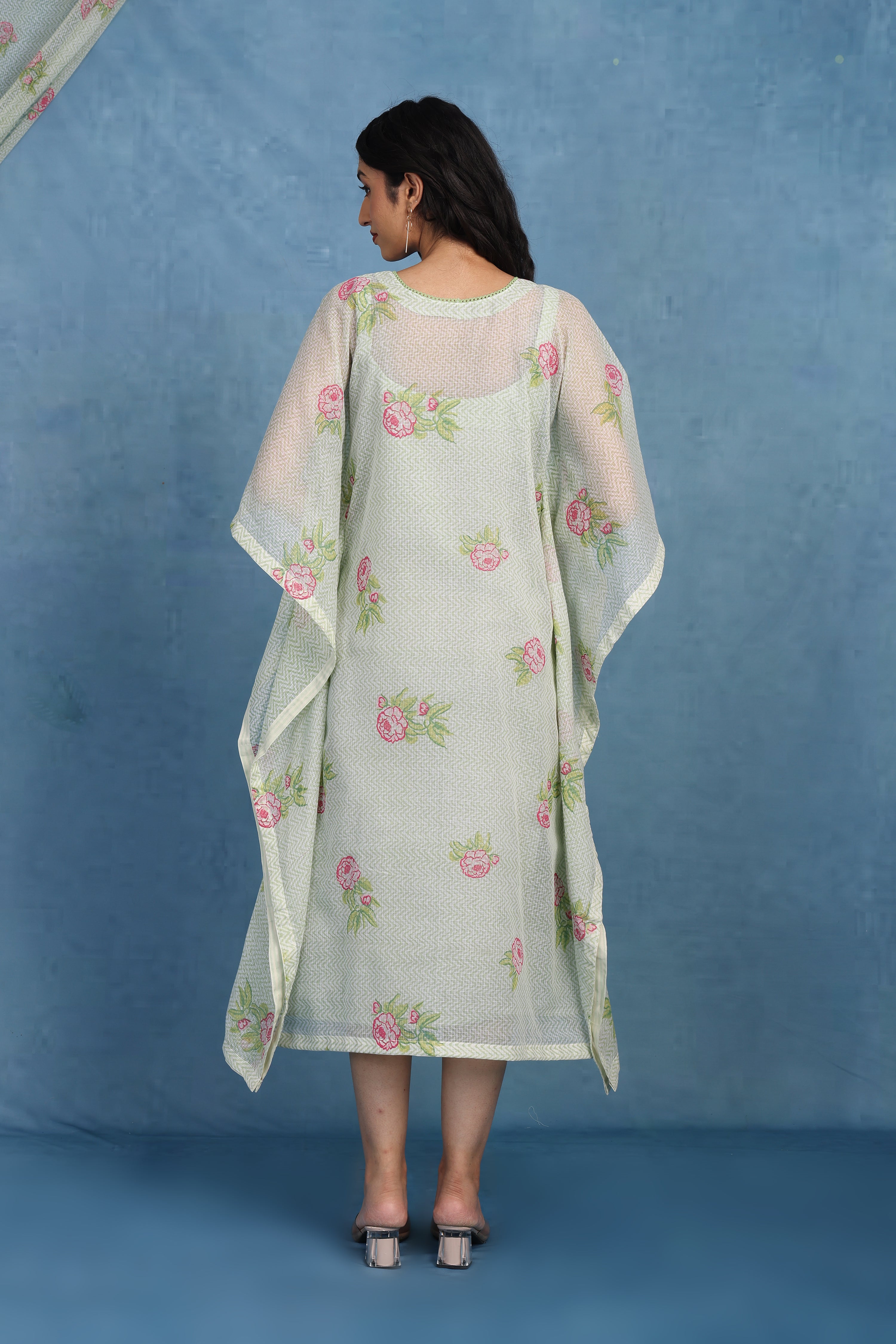 English Garden-moss Green Kaftan - Kaftan And Inner