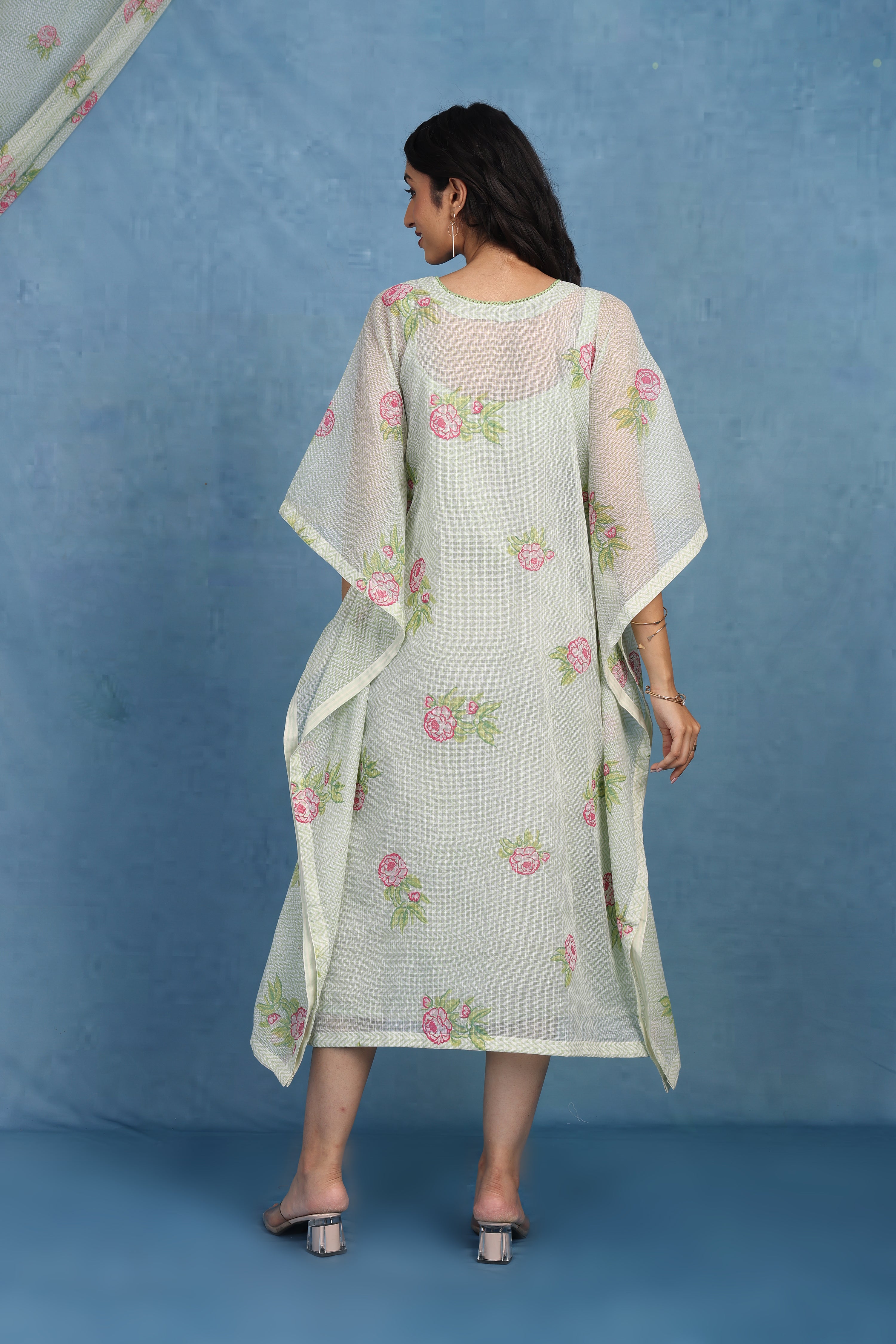English Garden-moss Green Kaftan - Kaftan And Inner