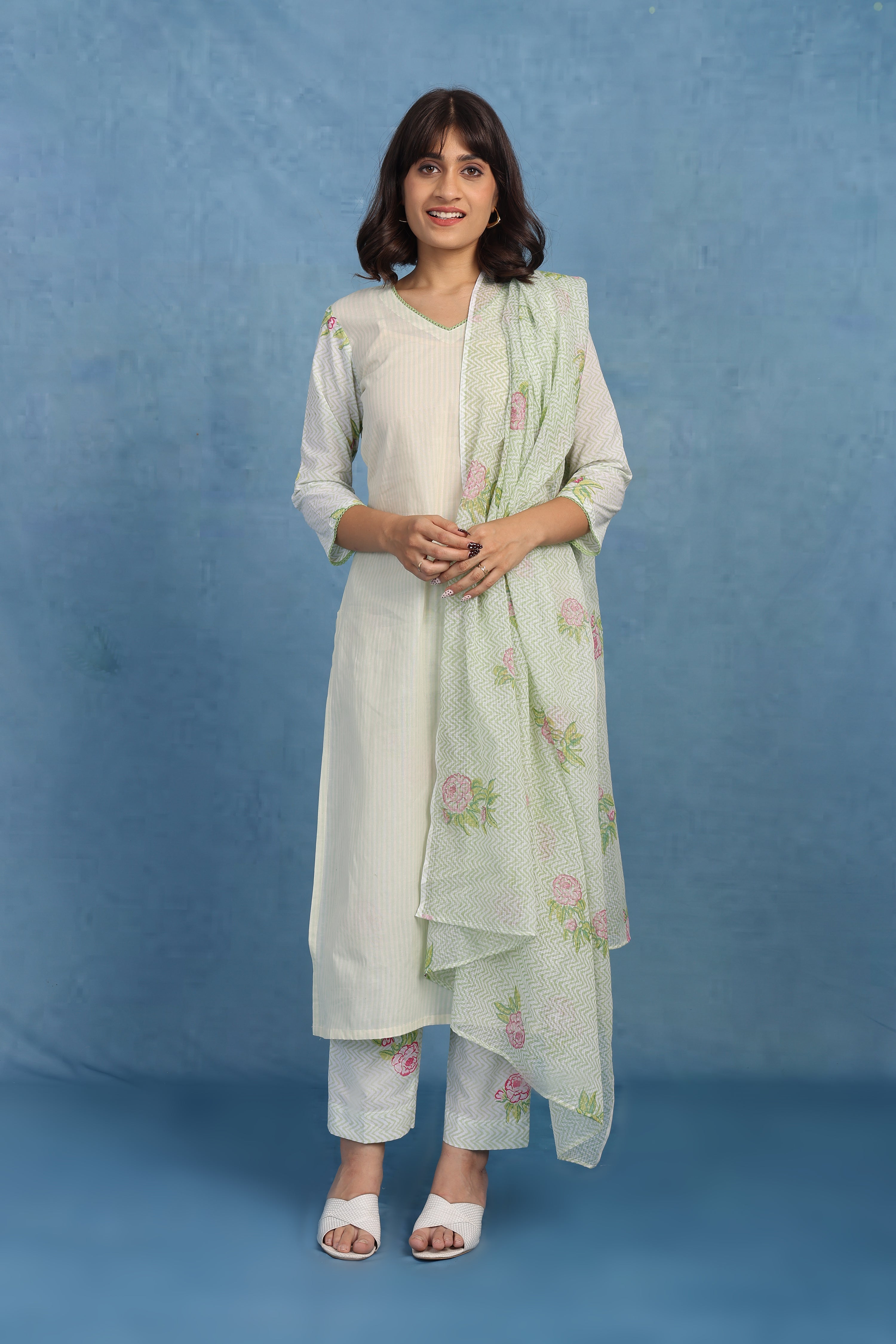English Garden – Moss Bloom Kurta Set - Only Top