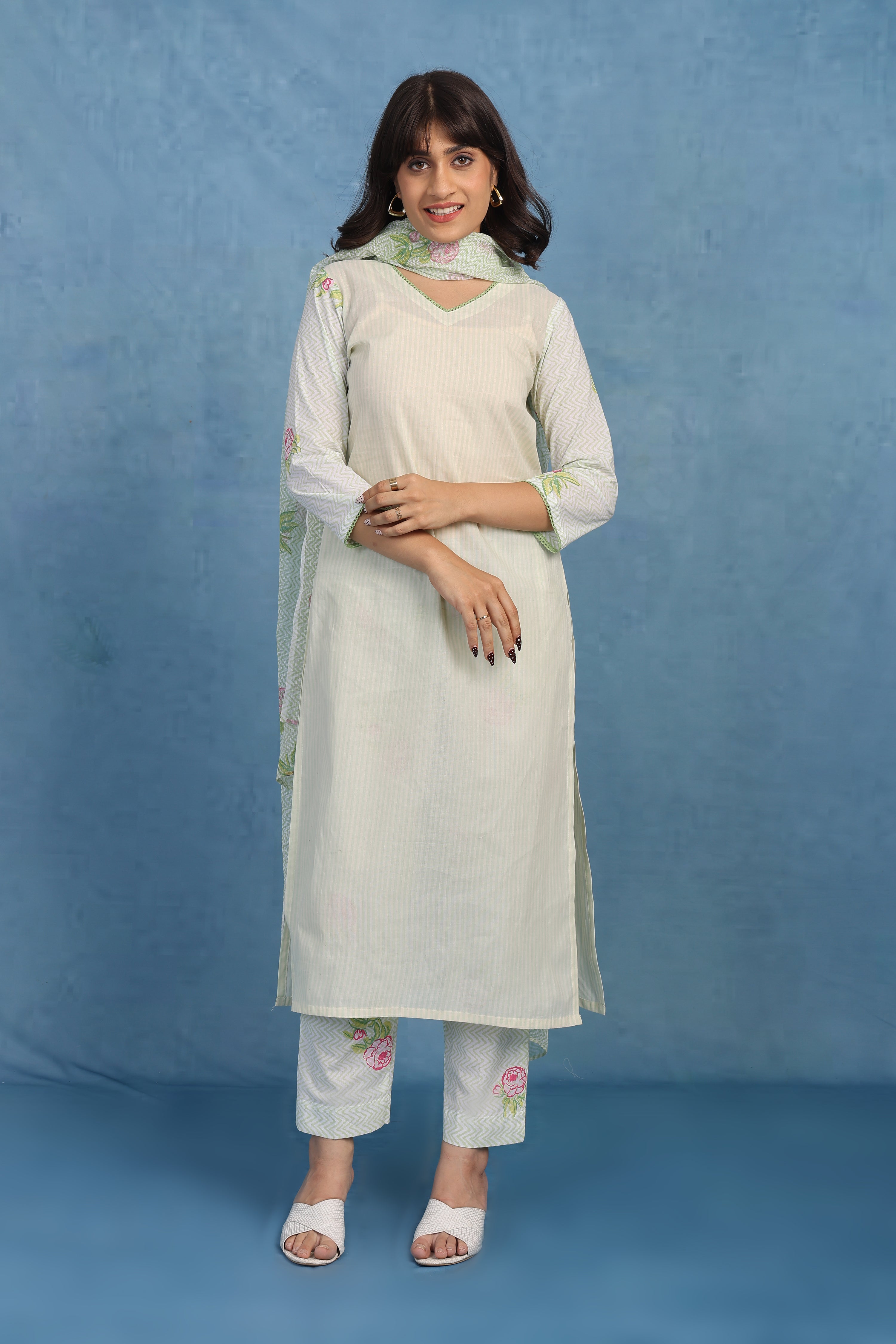 English Garden – Moss Bloom Kurta Set - Only Top