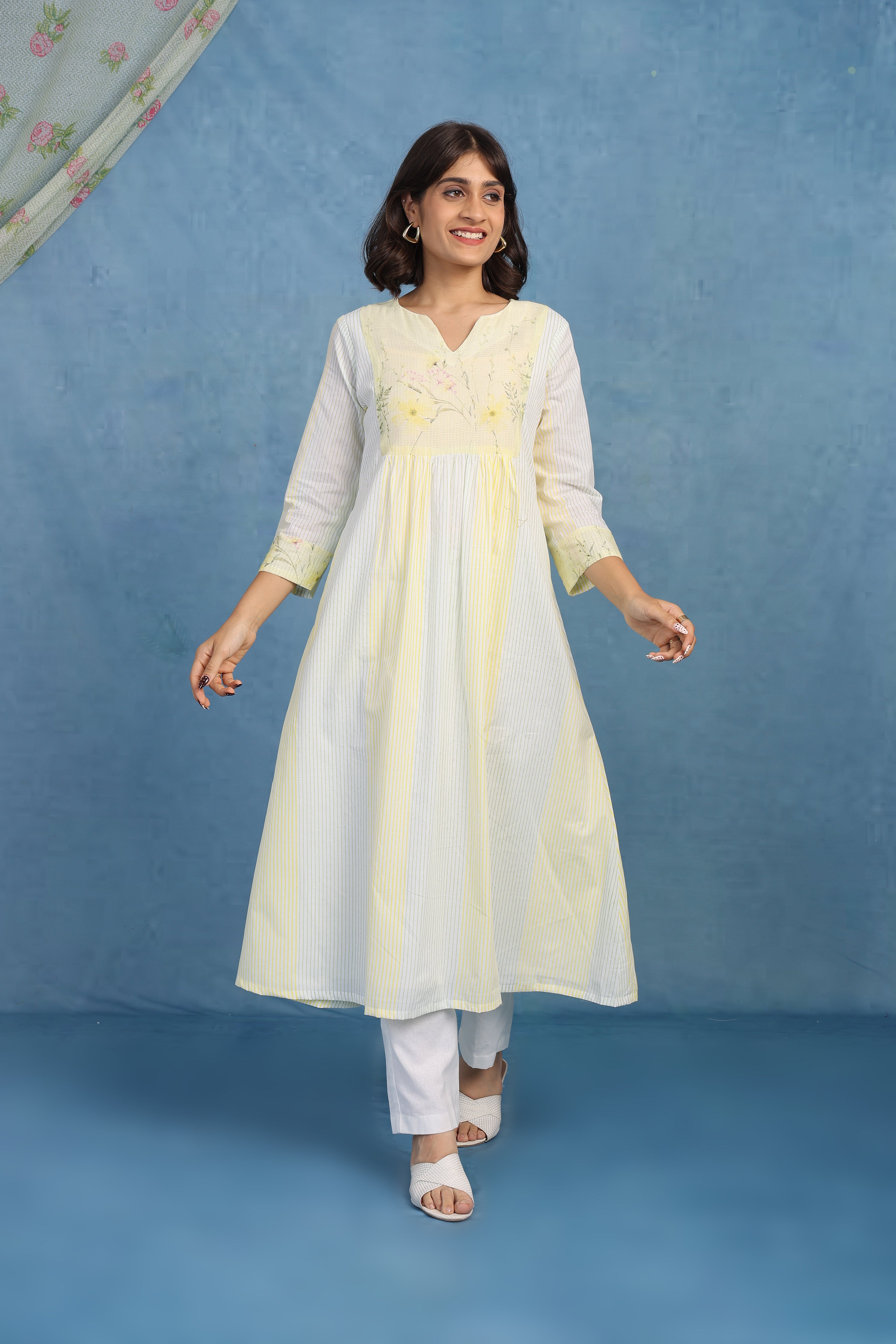 Kota Breeze Kurta- Lemon - Top And Bottom