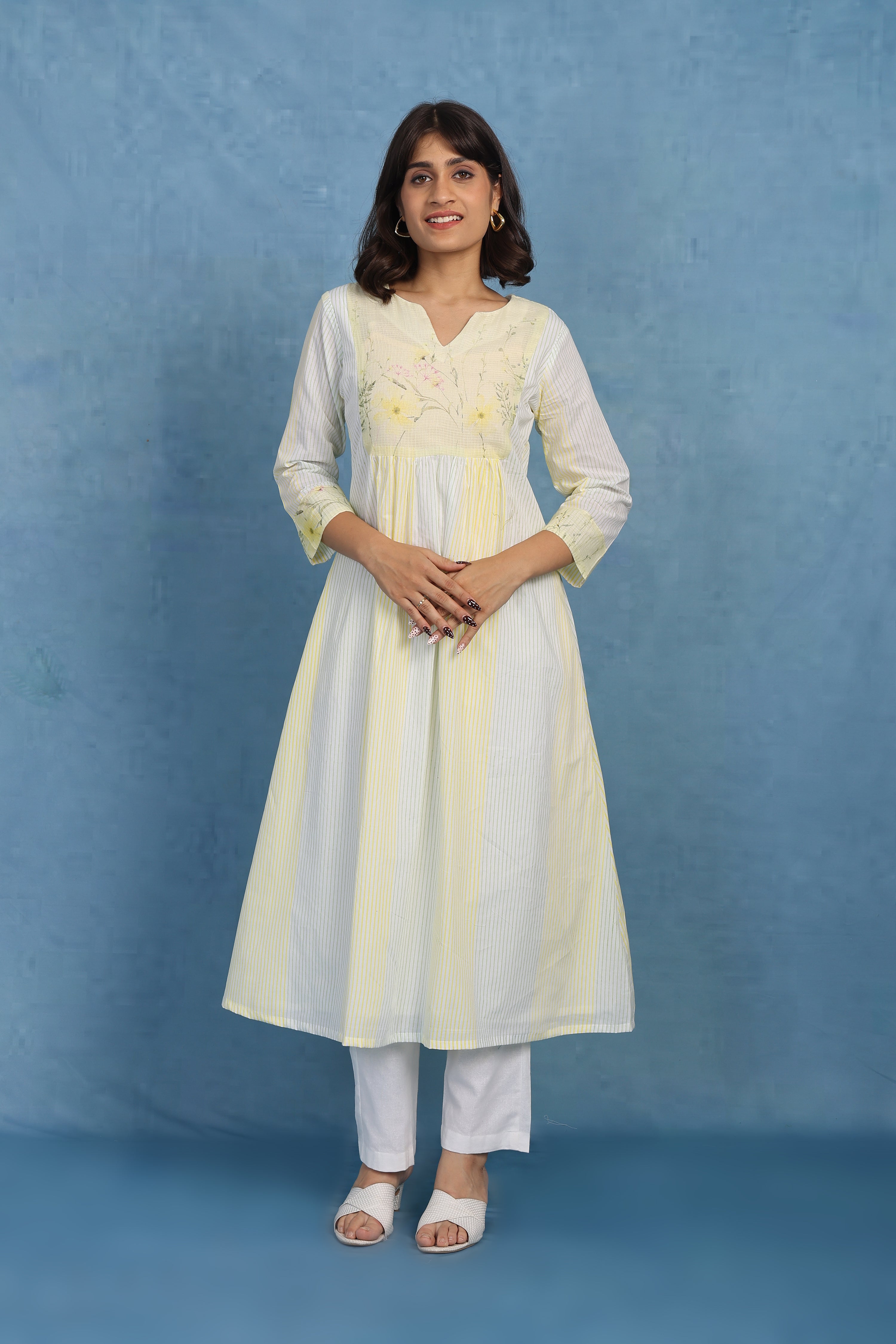 Kota Breeze Kurta- Lemon - Top And Bottom