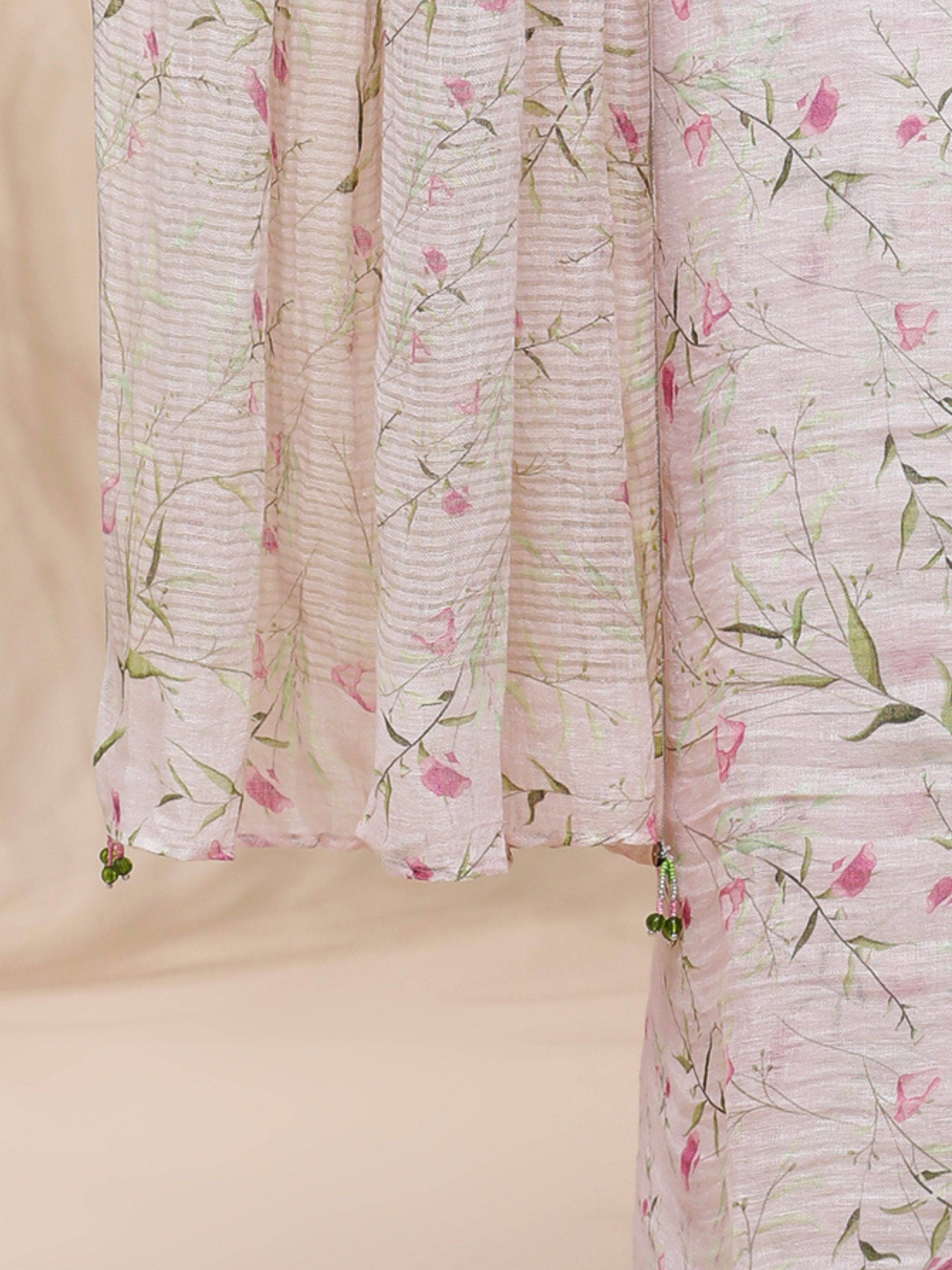 Noor - Eternal Spring Baby Pink Linen Saree