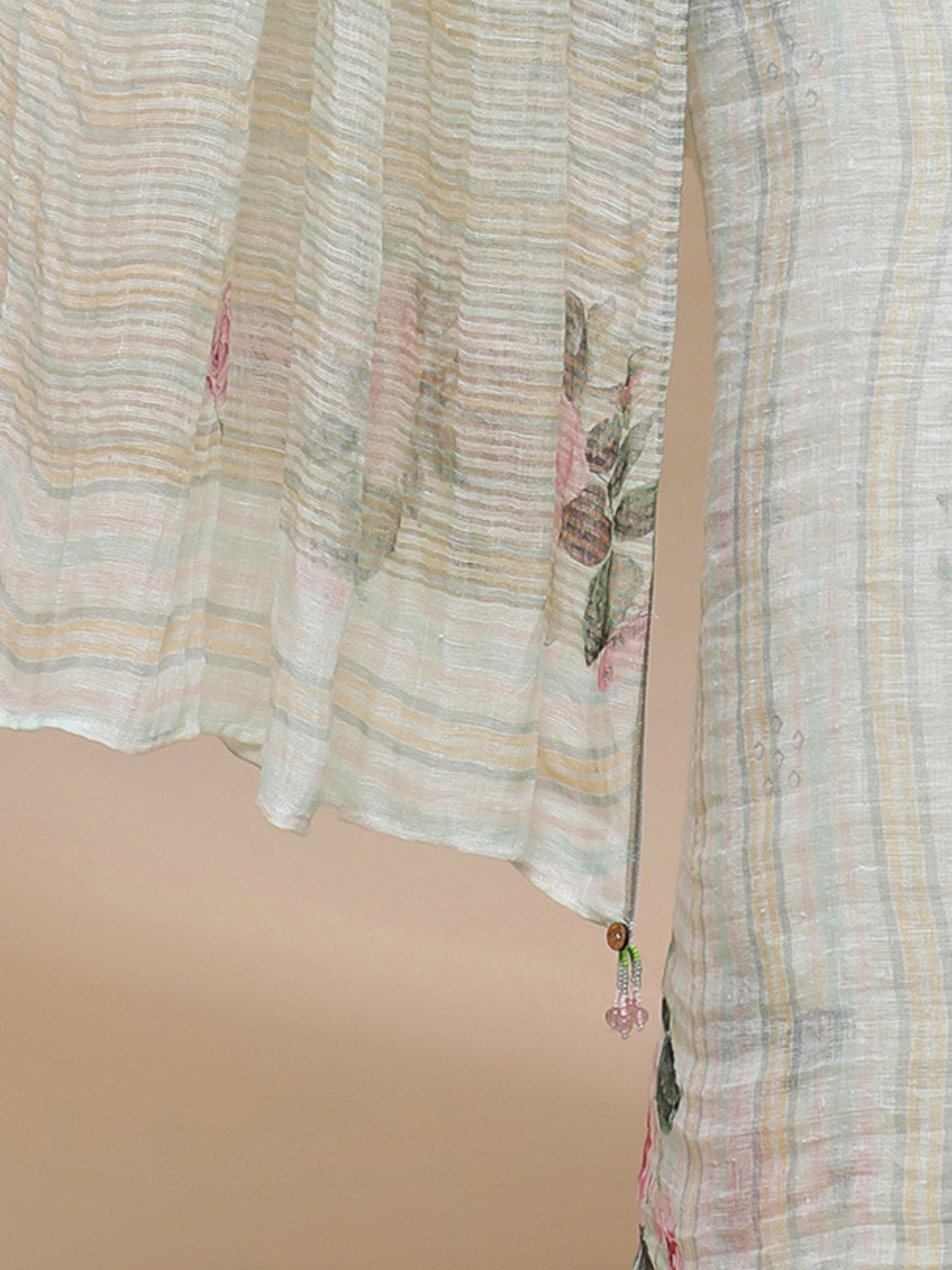 Noor - Morning Mist Linen Saree