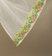 Ivory Lotus Printed Cotton Suit With White Chiffon Dupatta - Kurta & Pant with Dupatta