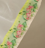 Ivory Lotus Printed Cotton Suit With White Chiffon Dupatta - Kurta & Pant with Dupatta