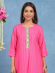 Malhaar Pink Cotton Kurta And Bottom