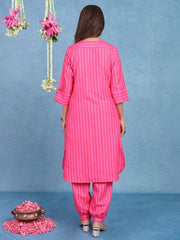 Malhaar Pink Cotton Kurta And Bottom