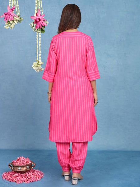 Malhaar Pink Cotton Kurta And Bottom